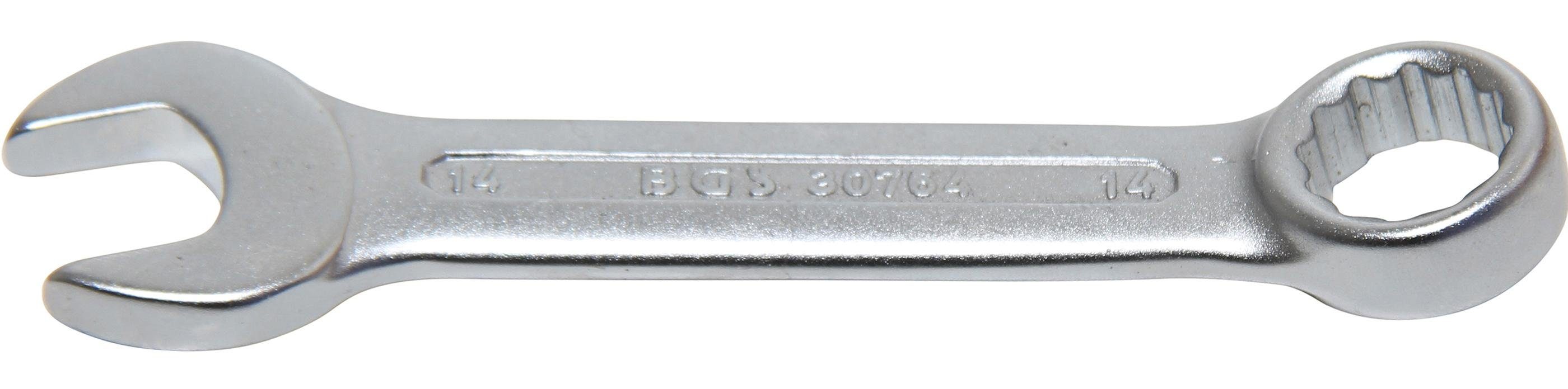 BGS technic Maulschlüssel Maul-Ringschlüssel, extra kurz, SW 14 mm