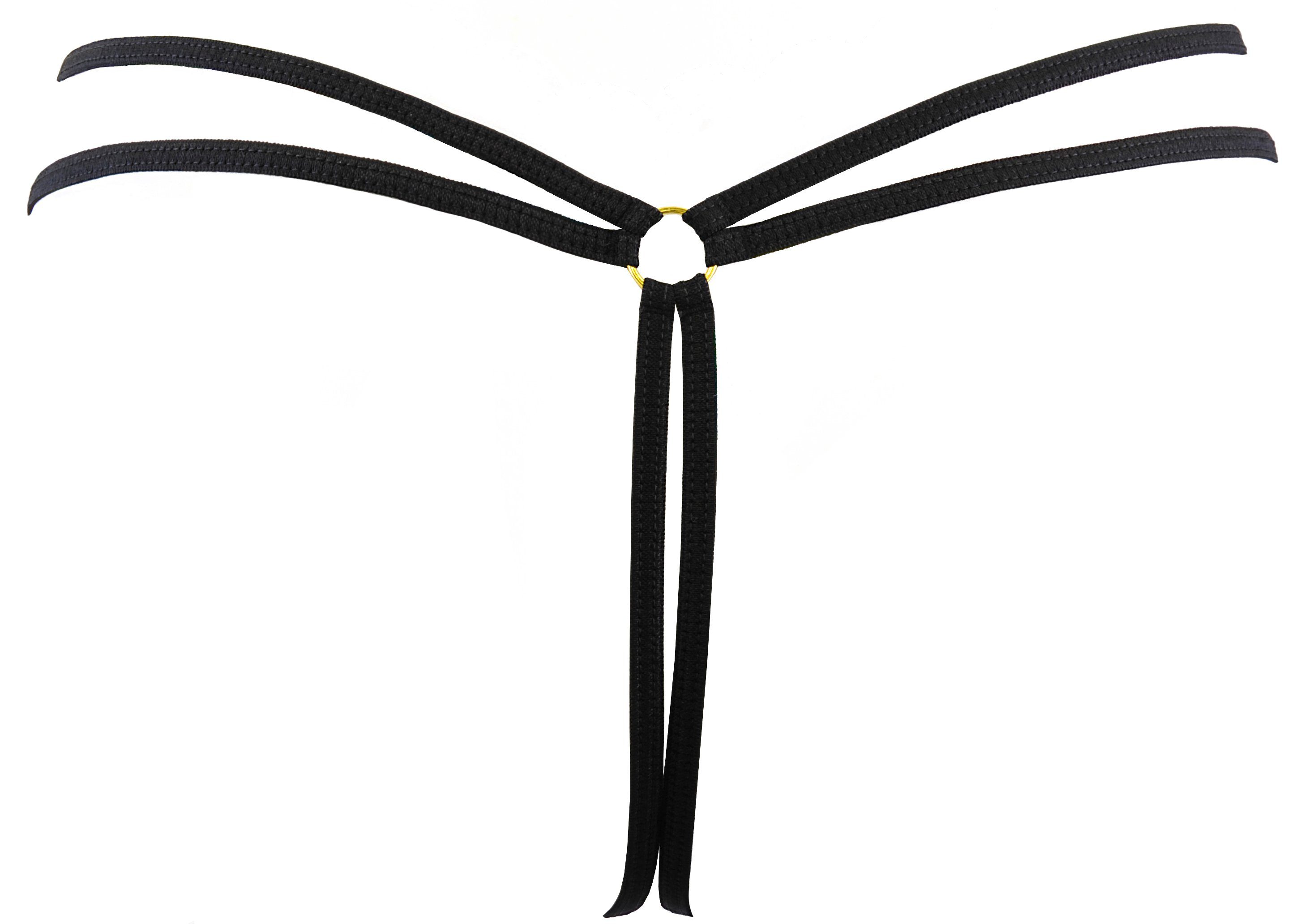 1-St) Ouvert-String in schwarz Panty-Ouvert mit Axami Thong (einzel, Spitze