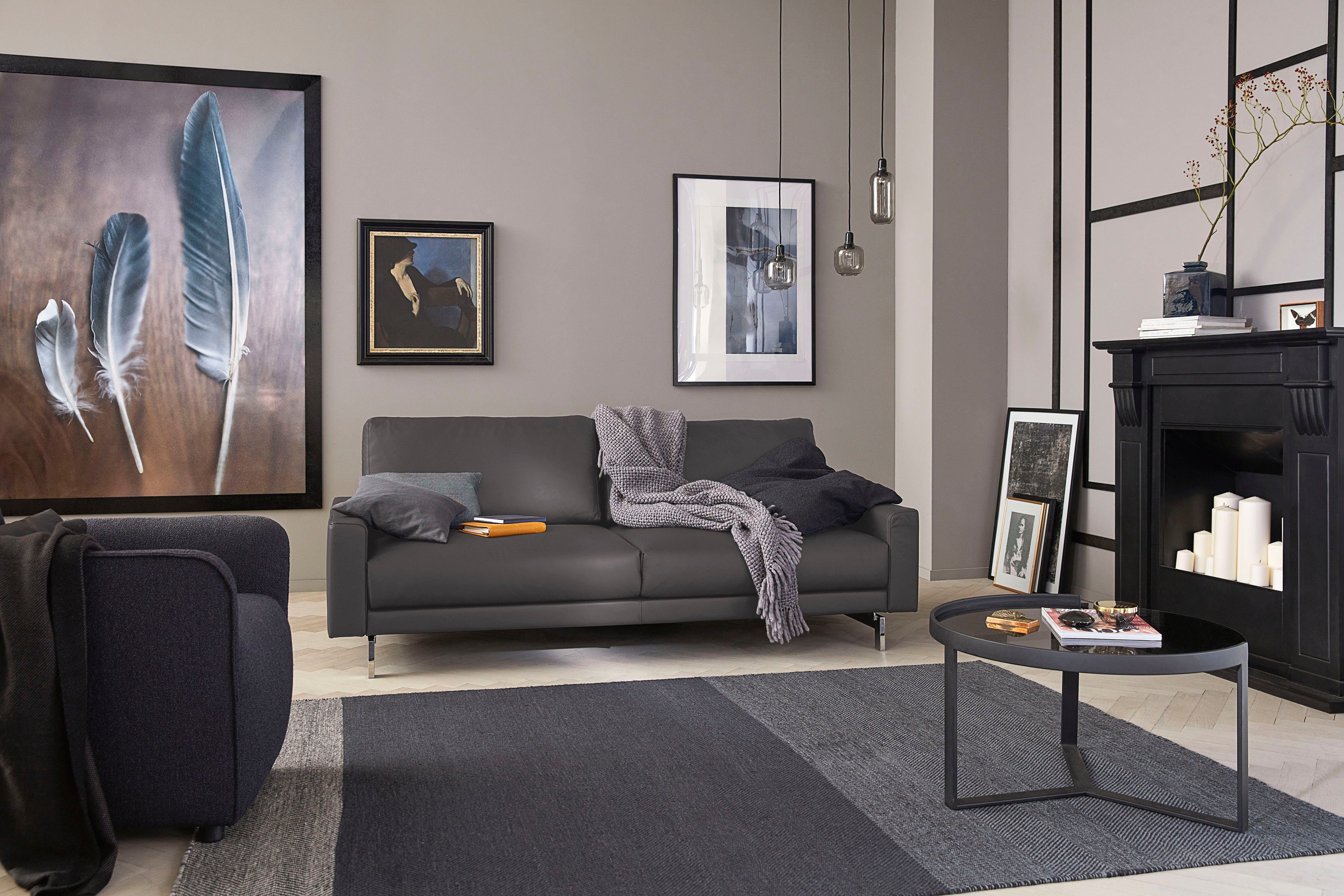 niedrig, hs.450, cm glänzend, Armlehne sofa 3-Sitzer hülsta Fuß Breite chromfarben 204