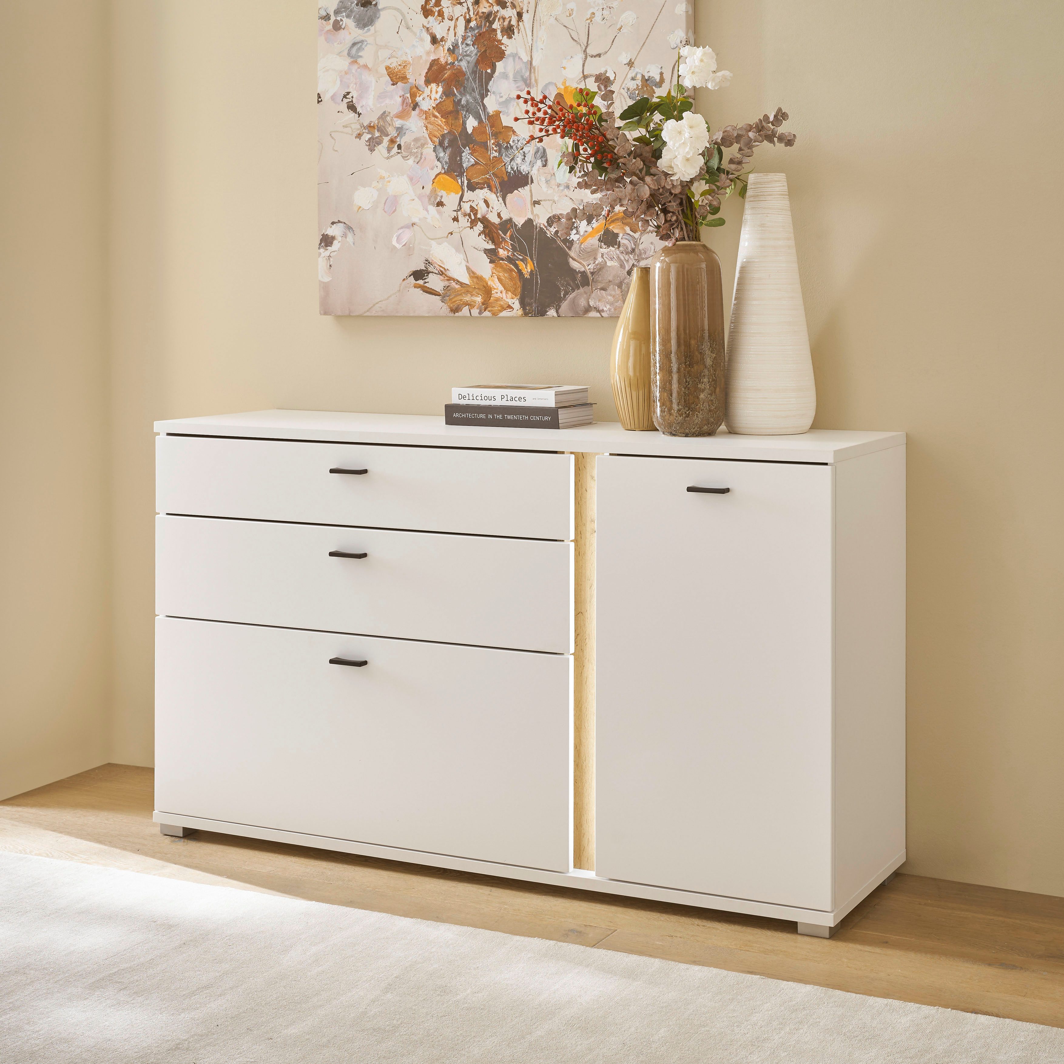 Home affaire Sideboard LONG ISLAND (1 St), in moderner Trendfarbe,inklusive senkrechter Beleuchtung,Breite 150 cm