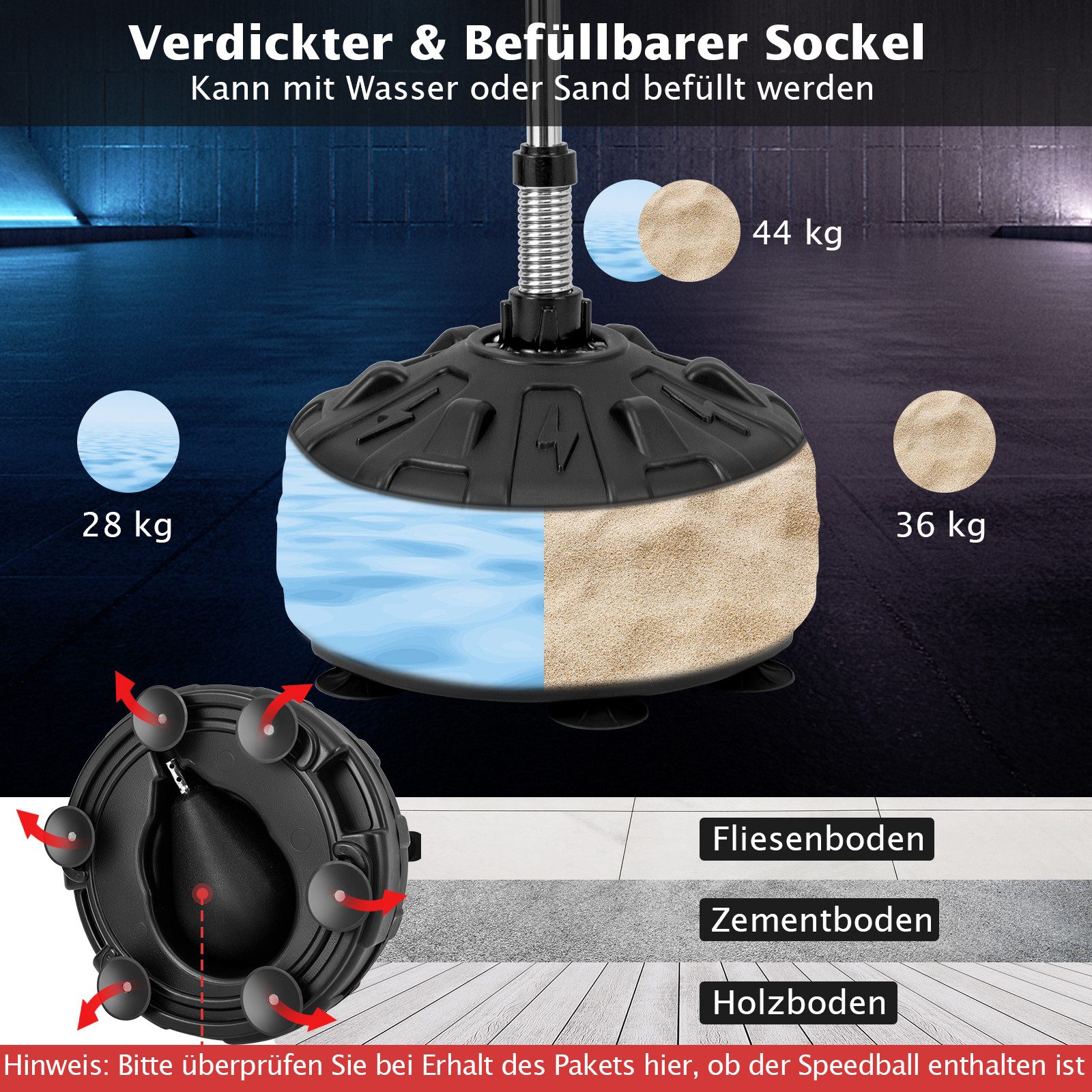 COSTWAY Standboxball, 137–156 cm, mit befüllbarem Ständer, Boxhandschuhen