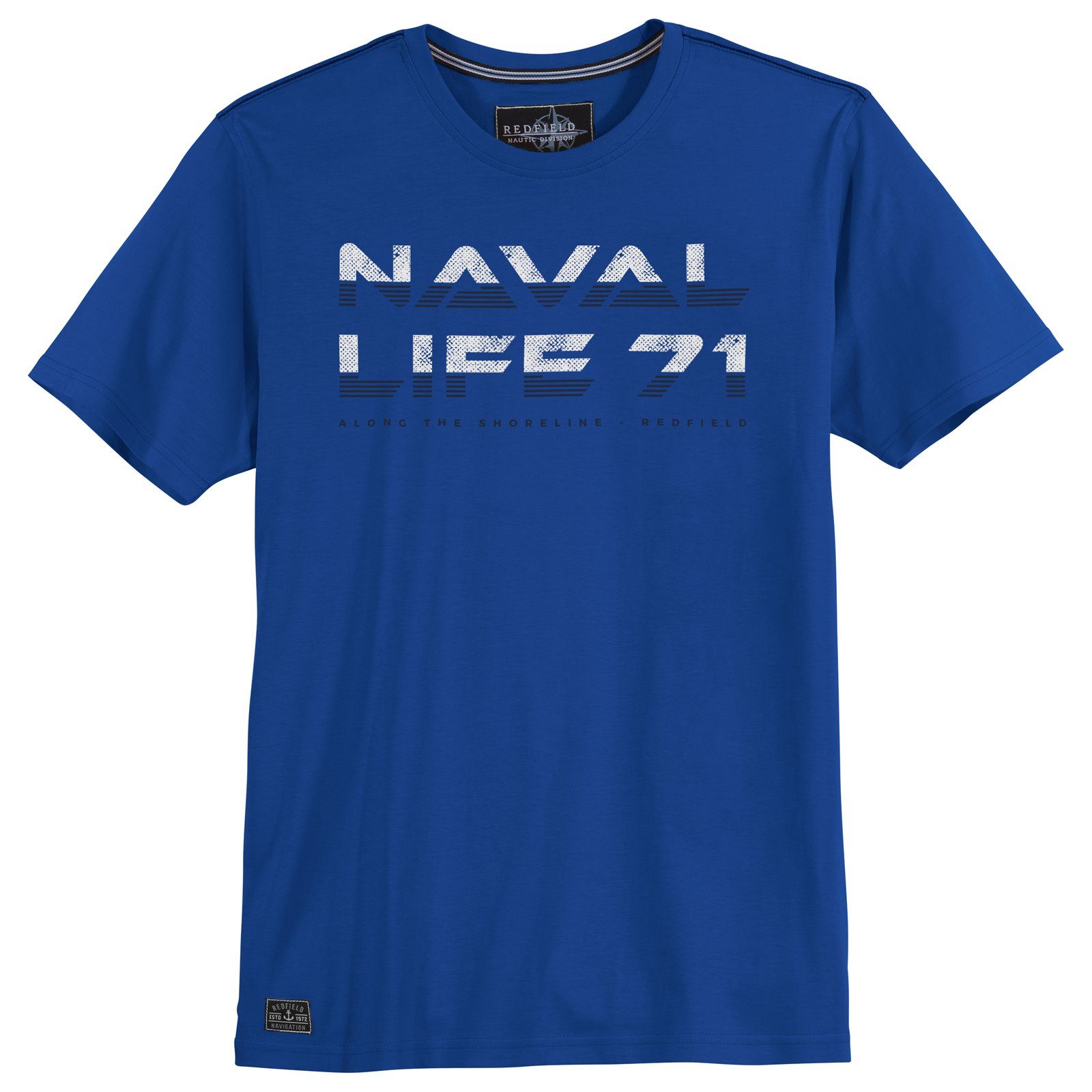 redfield Rundhalsshirt Große Größen Herren Naval 71 T-Shirt Life Redfield royalblau