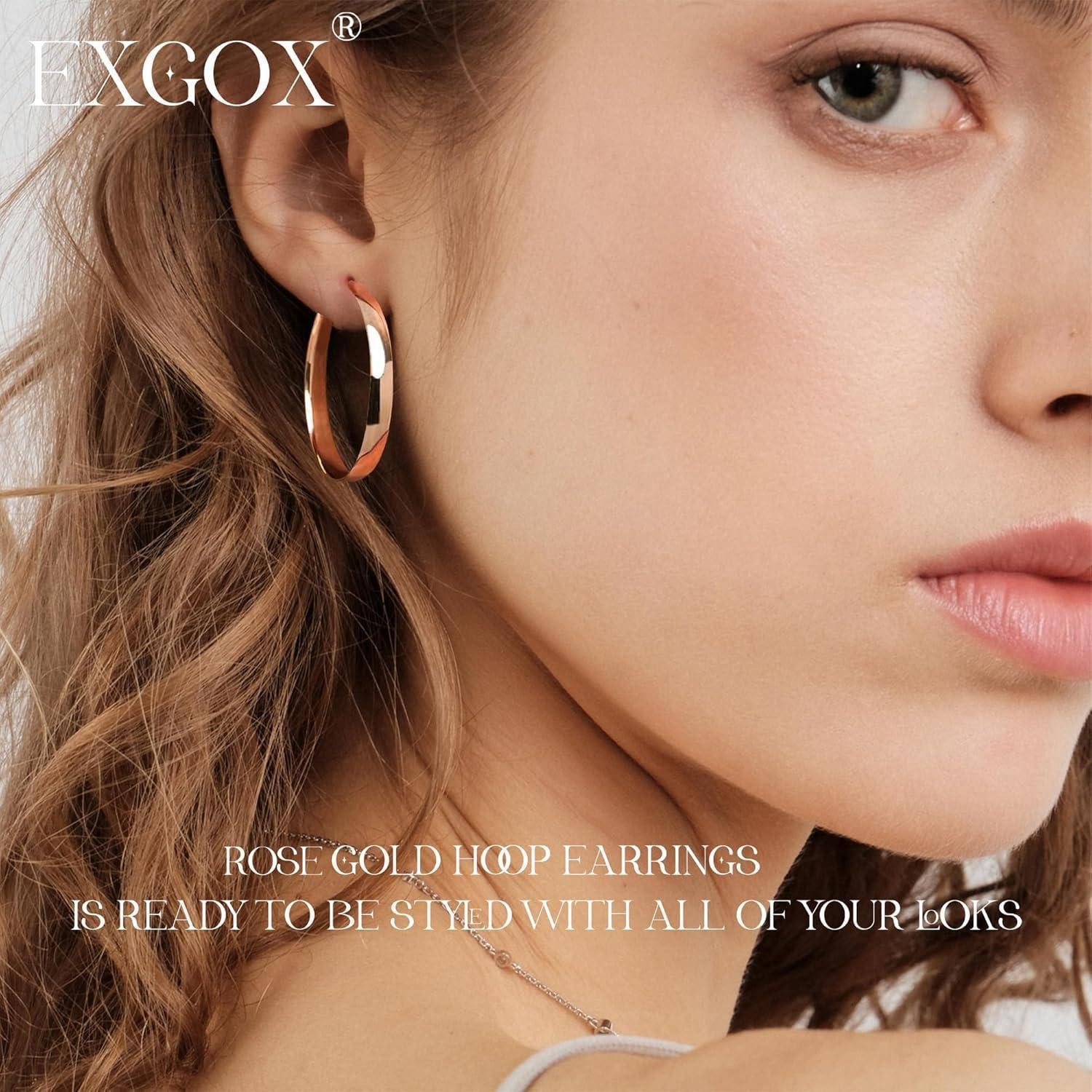 LuxusKollektion Paar Creolen Creolen Silber 925 Damen 5mm 14K vergoldet 30mm Rosegold 30MM