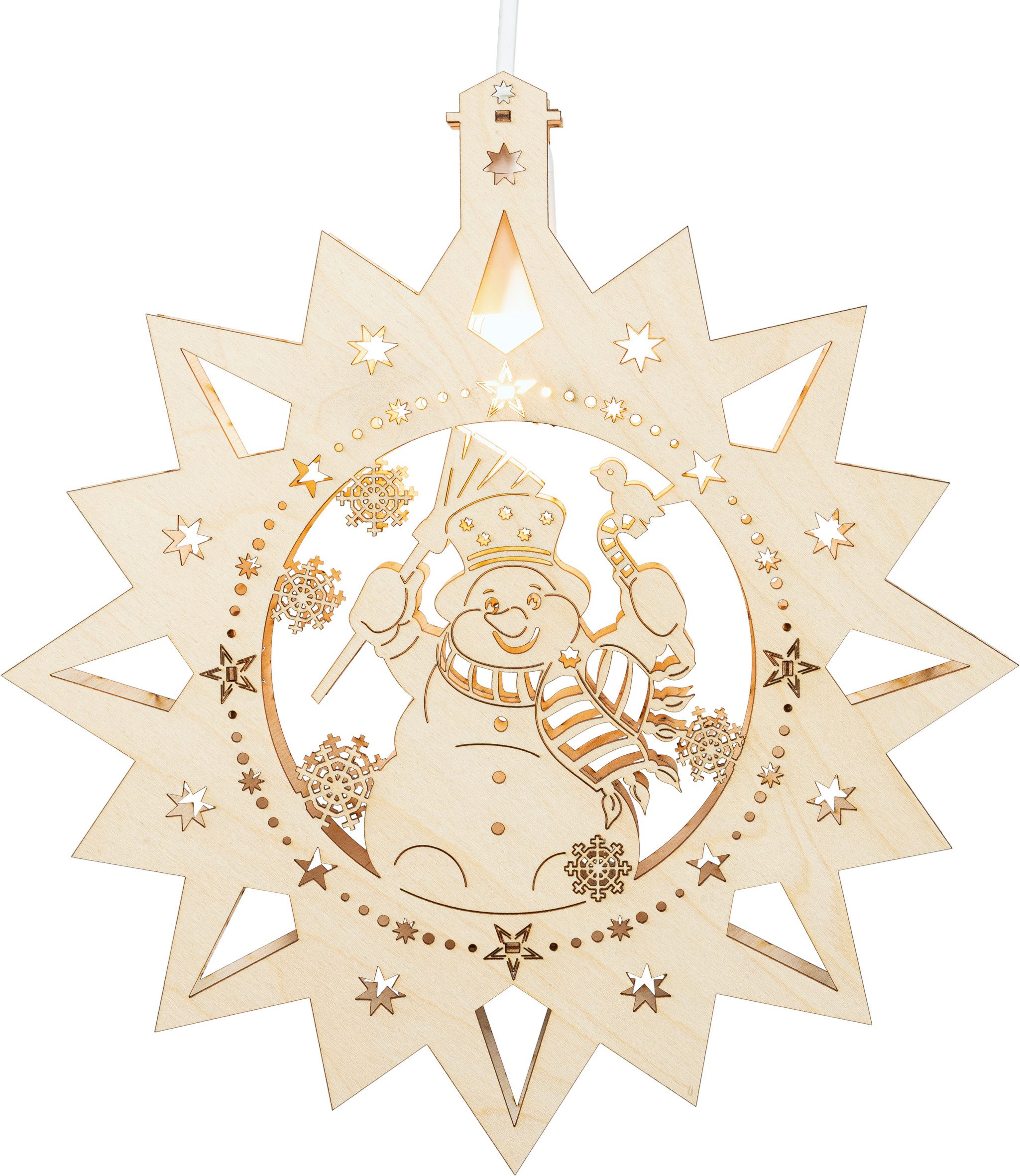 SAICO Original LED Fensterbild Schneemann, inkl. LED-Leuchtmittel, warmweiß, LED wechselbar, BxHxT: 30x32,5x4,5 cm