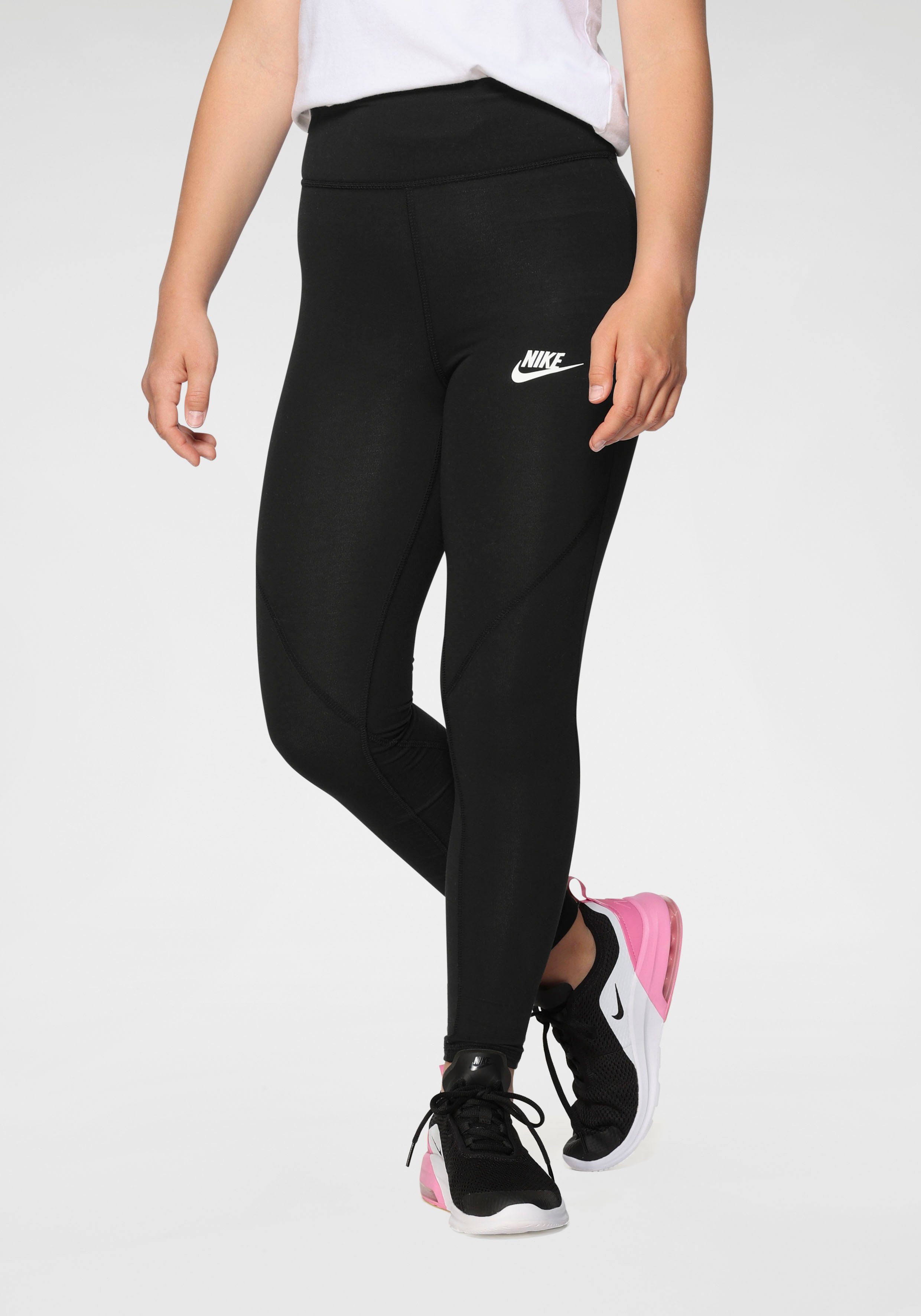 Nike Sportswear (GIRLS) Leggings - KIDS' HIGH-WAISTED BIG LEGGINGS Kinder FAVORITES für schwarz