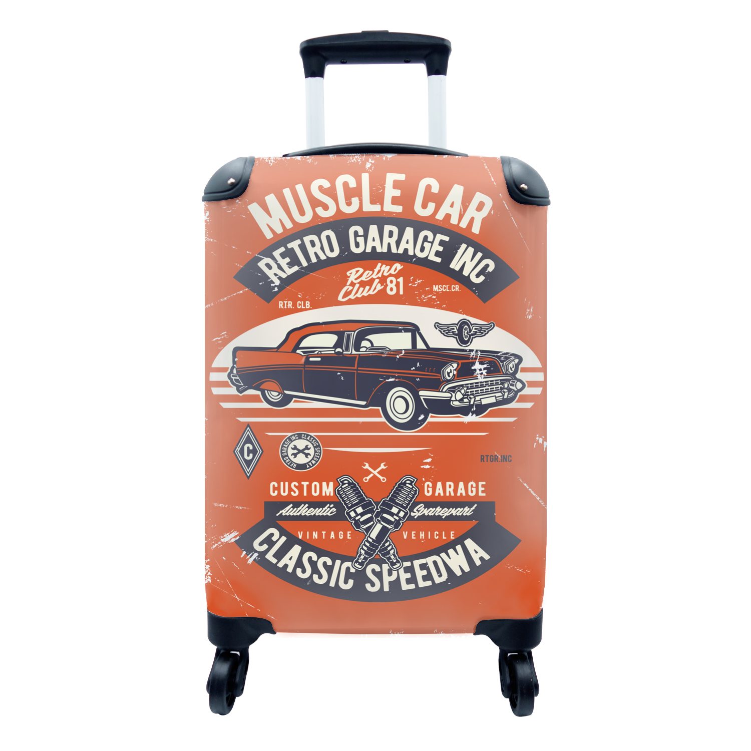 - Reisekoffer für Auto Rollen, Handgepäckkoffer Retro Reisetasche mit - 4 Briefe, Handgepäck Werkzeuge MuchoWow Trolley, rollen, - Ferien,