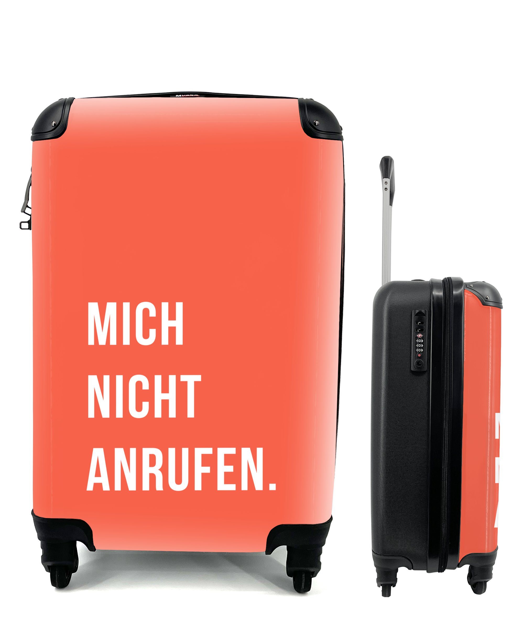 Zitate, Ferien, an 4 Trolley, Orange - Ich Handgepäck für rufe Reisetasche Rollen, nicht mit rollen, Reisekoffer MuchoWow - Handgepäckkoffer