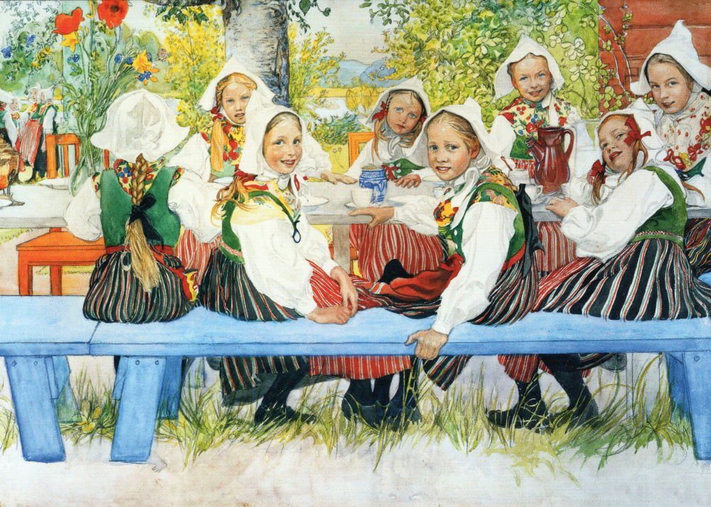 Postkarte Kunstkarte Carl Larsson "Kersti's Geburtstag"