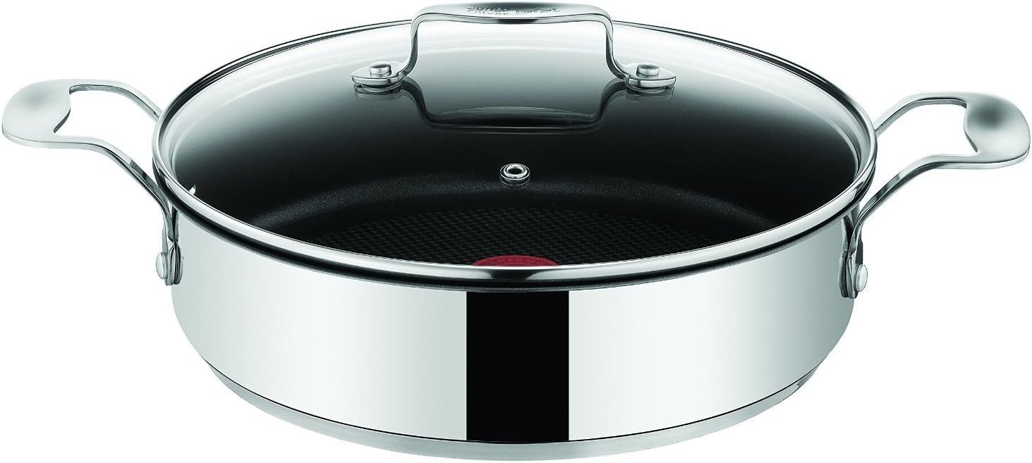 Tefal Servierpfanne Jamie Oliver Edelstahl Servierpfanne mit Deckel, Antihaftbeschichtet, Induktionsgeeignet