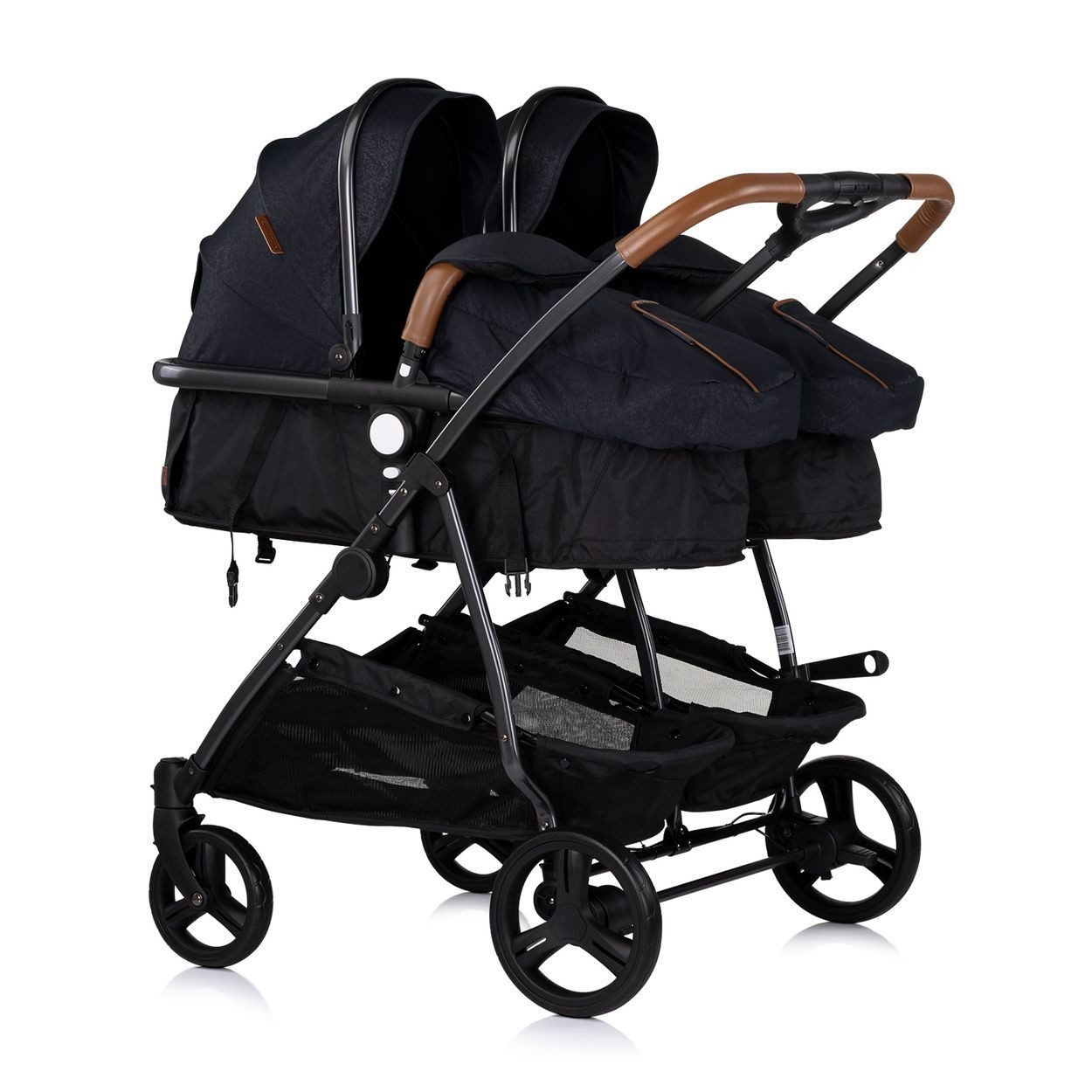 Chipolino Geschwisterwagen Duo Smart, klappbar, umbaubar, verstellbar, Fußsack, EVA-Reifen, Sicherheitsgurt – Bild 2 von 3