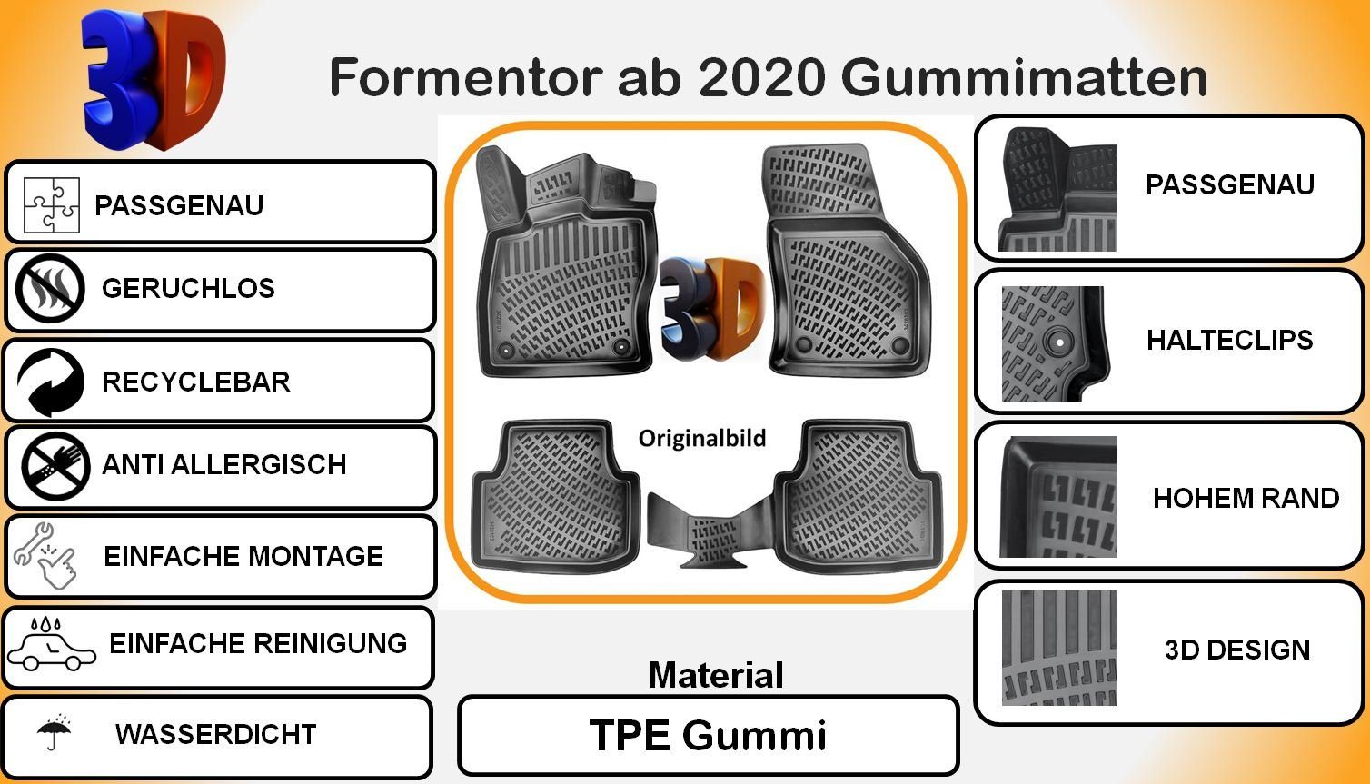 Design 3D Kofferraumwanne für CUPRA FORMENTOR ab 2020 –  –  Passgenaue Automatten