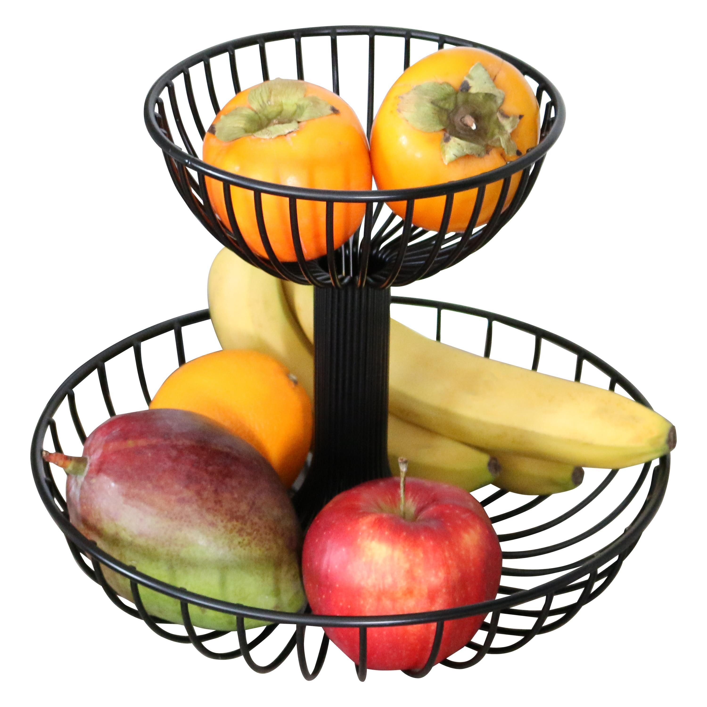 bremermann Obstschale Obst Etagere, Obstschale, Drahtkorb rund, Ø ca. 18 und 30 cm, schwarz, Metall, (1-tlg)