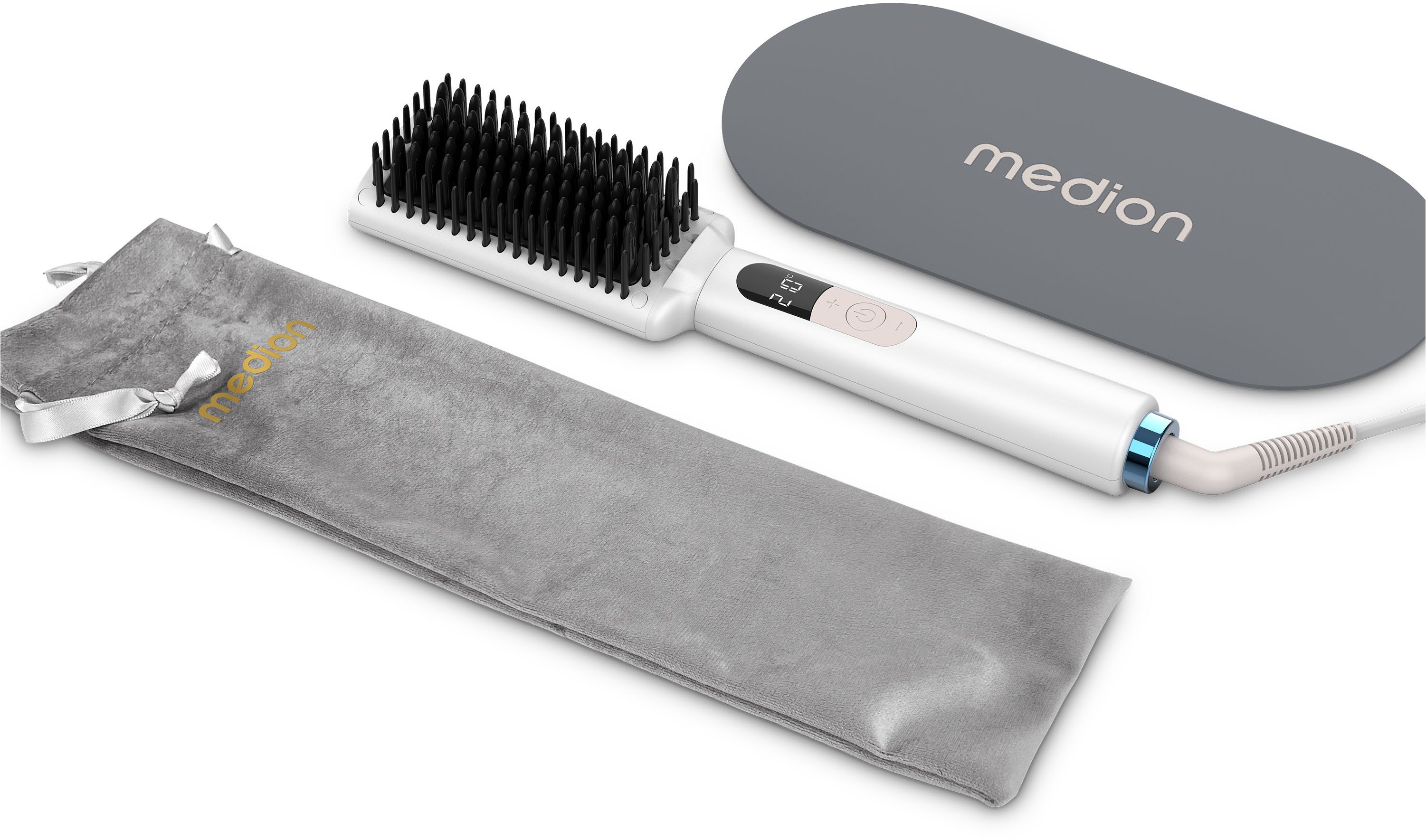 Medion® Выпрямитель для волос Haarglättbürste HB1 (MD19859) Keramik-Turmalin, Keramik/Turmalin beschichtete Borsten, Ionen-Technologie