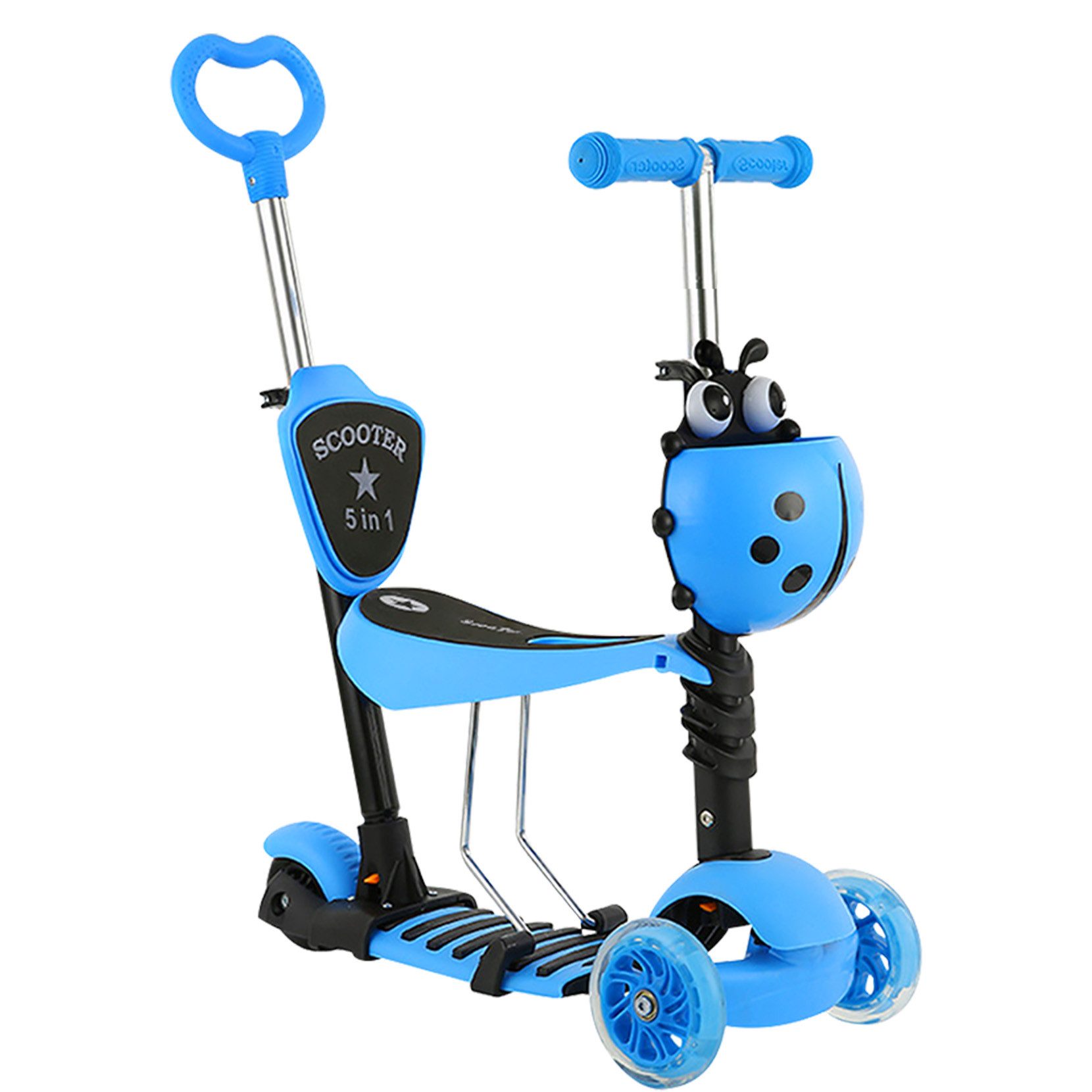 OUNUO Dreiradscooter Multifunktionaler Kinderroller mit LED Räder, für Kinder ab 2 Jahren