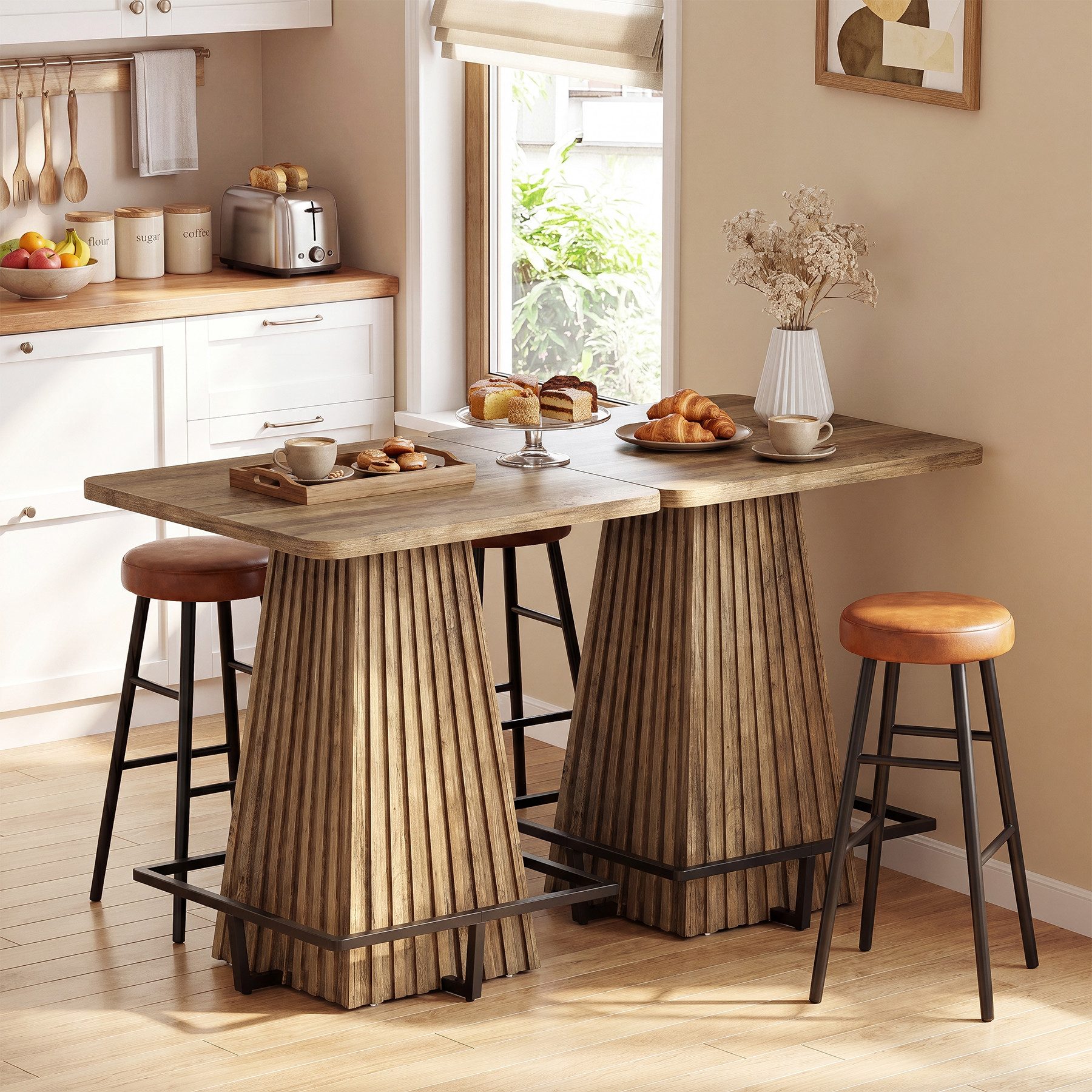 Tribesigns Bartisch 95 cm Stehtisch, Bistrotisch mit Fußstütze, Küchentisch, Hochtisch