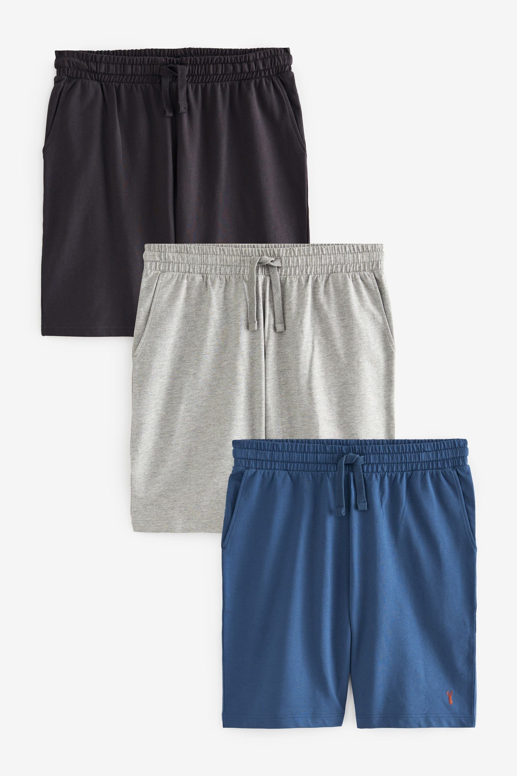 (3-tlg) Shorts, Schlafshorts Leichte Next Grey/Blue/Slate 3er-Pack
