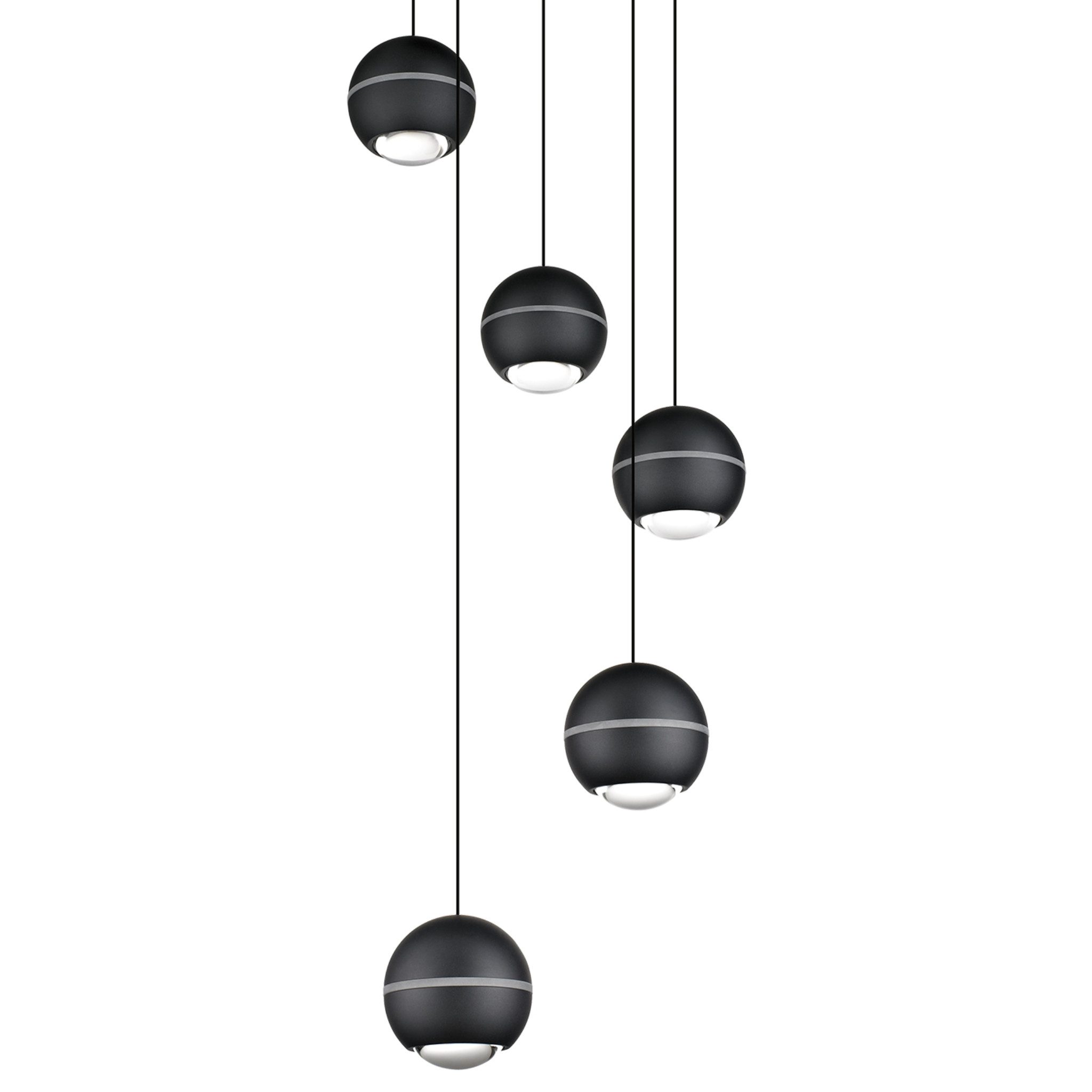 CASA DOMA LED Pendelleuchte Pendelleuchte Tavira Rondell, 5-flammig, Soft-Lift-Höhenverstellung, dimmbar, LED fest integriert, Warmweiß, 3-Stufen-Dimmer via Wandschalter, Schwarz, Downlight