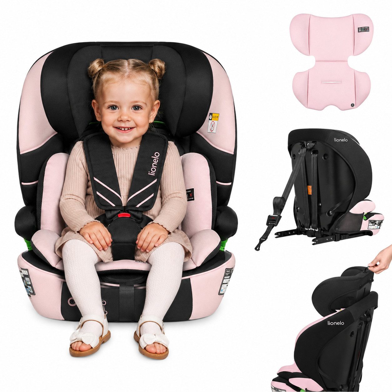 lionelo Autokindersitz LEVI FIX I-SIZE, ab: ab 15 Montaen, bis: Bis ca. 12 Jahre (150 cm), ab: 76 cm, bis: 150 cm, (Set), Dri-Seat/ISOFIX/TopTether/Reduziereinsatz/Komfort
