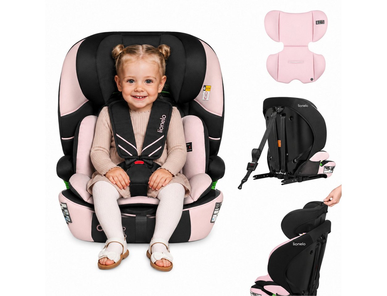lionelo Autokindersitz LEVI FIX I-SIZE, ab: ab 15 Montaen, bis: Bis ca. 12 Jahre (150 cm), ab: 76 cm, bis: 150 cm, (Set), Dri-Seat/ISOFIX/TopTether/Reduziereinsatz/Komfort