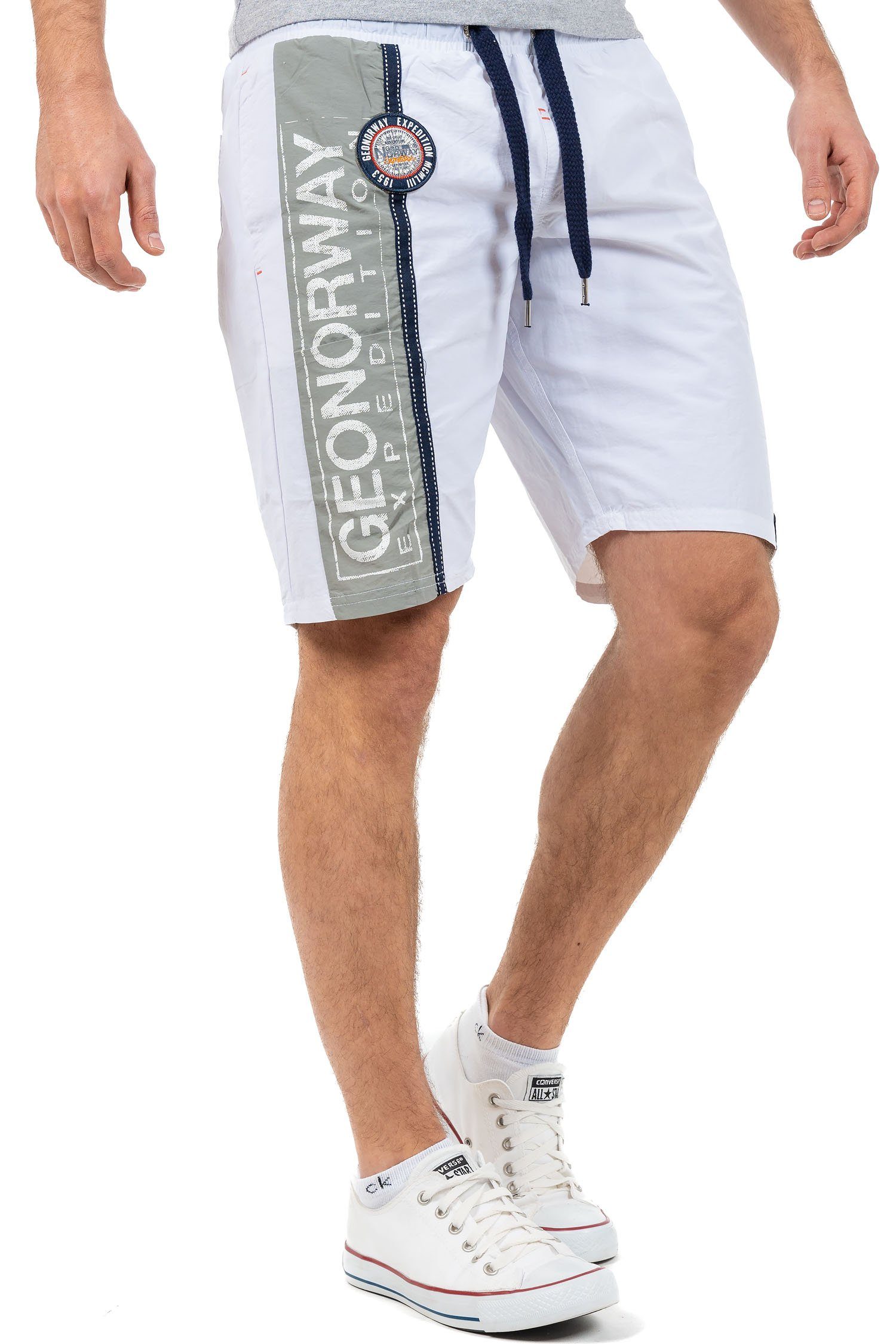 Men Badehose Badeshorts Norway Look weiß baqweenishi (1-St) Geo mit besonderem Herren