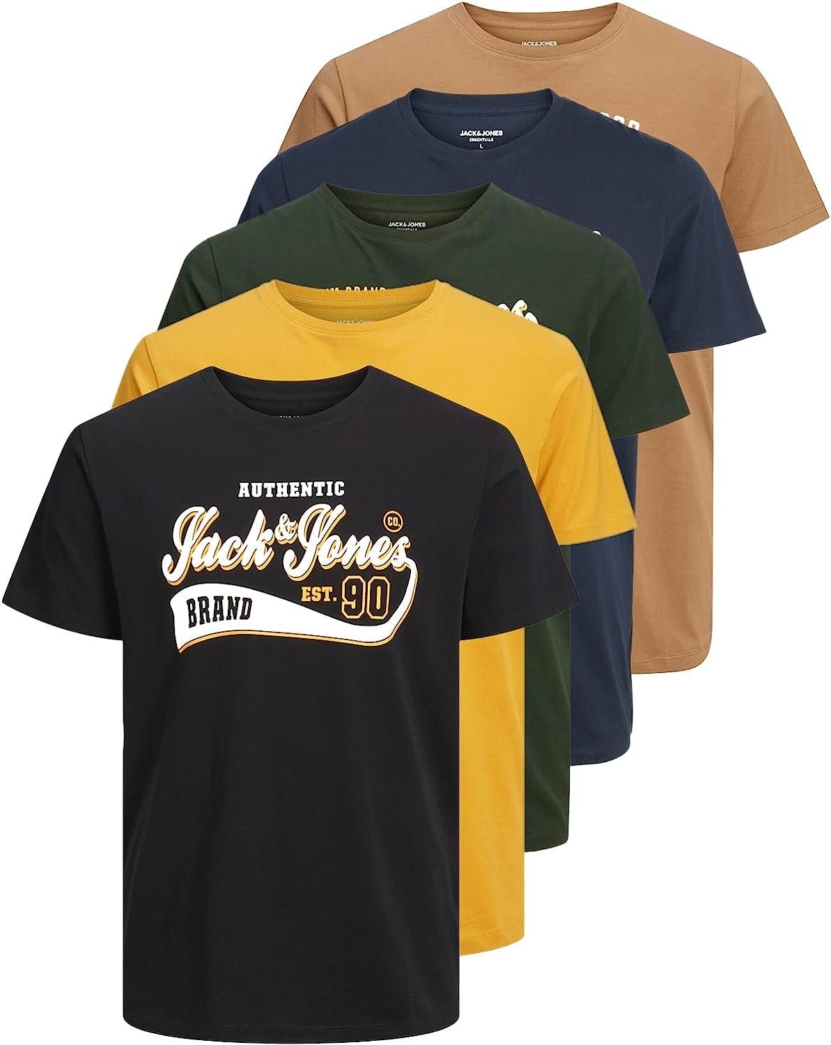Jack & Baumwolle aus Slim Jones mit Shirts 17 Mix Aufdruck, Print-Shirt 5er (5er-Pack)