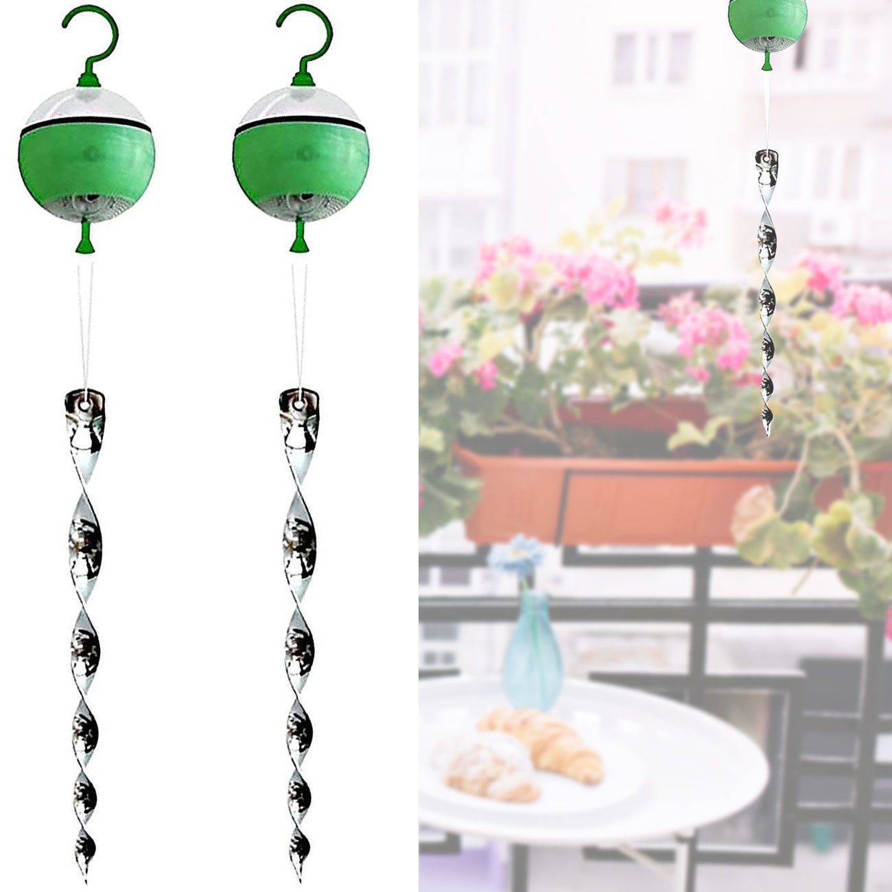 ISOTRONIC Ultraschall-Tierabwehr 2er-Set Ultraschall-Vogelvertreiber (je 50m): Vogelschreck für aussen, 2-tlg., Schützt Bäume, Pflanzen, Beete, Fassaden etc.
