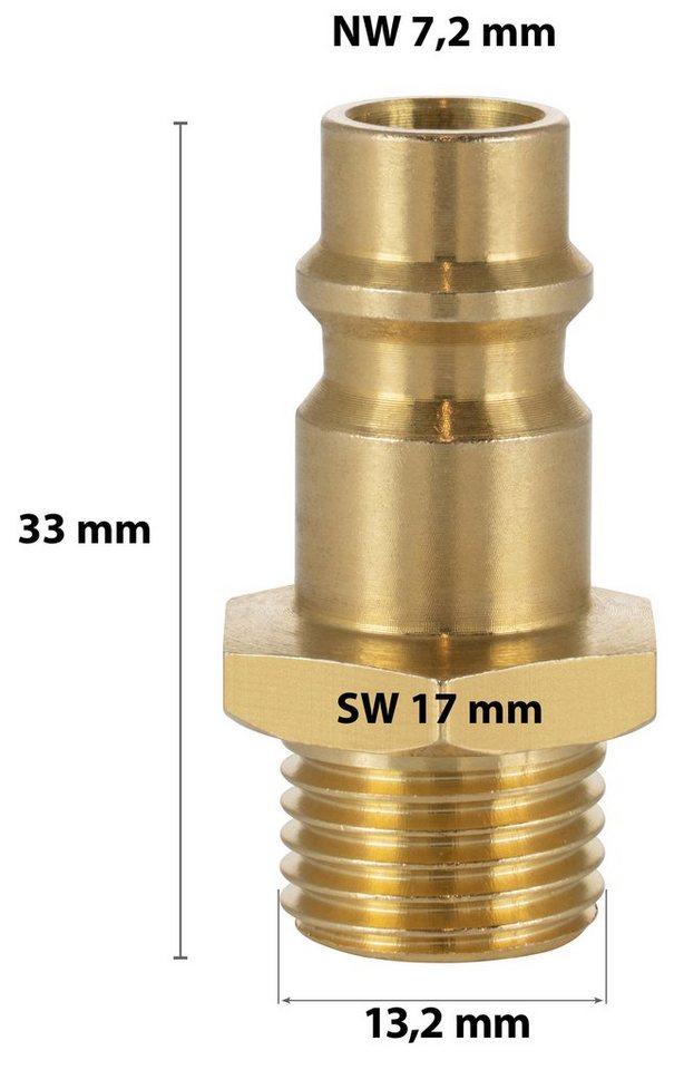 Thumbnail - Poppstar Schnellkupplung Druckluft-Stecknippel NW 7,2, (1-tlg), mit 1/4 Zoll Außengewinde für Druckluft-Anschluss