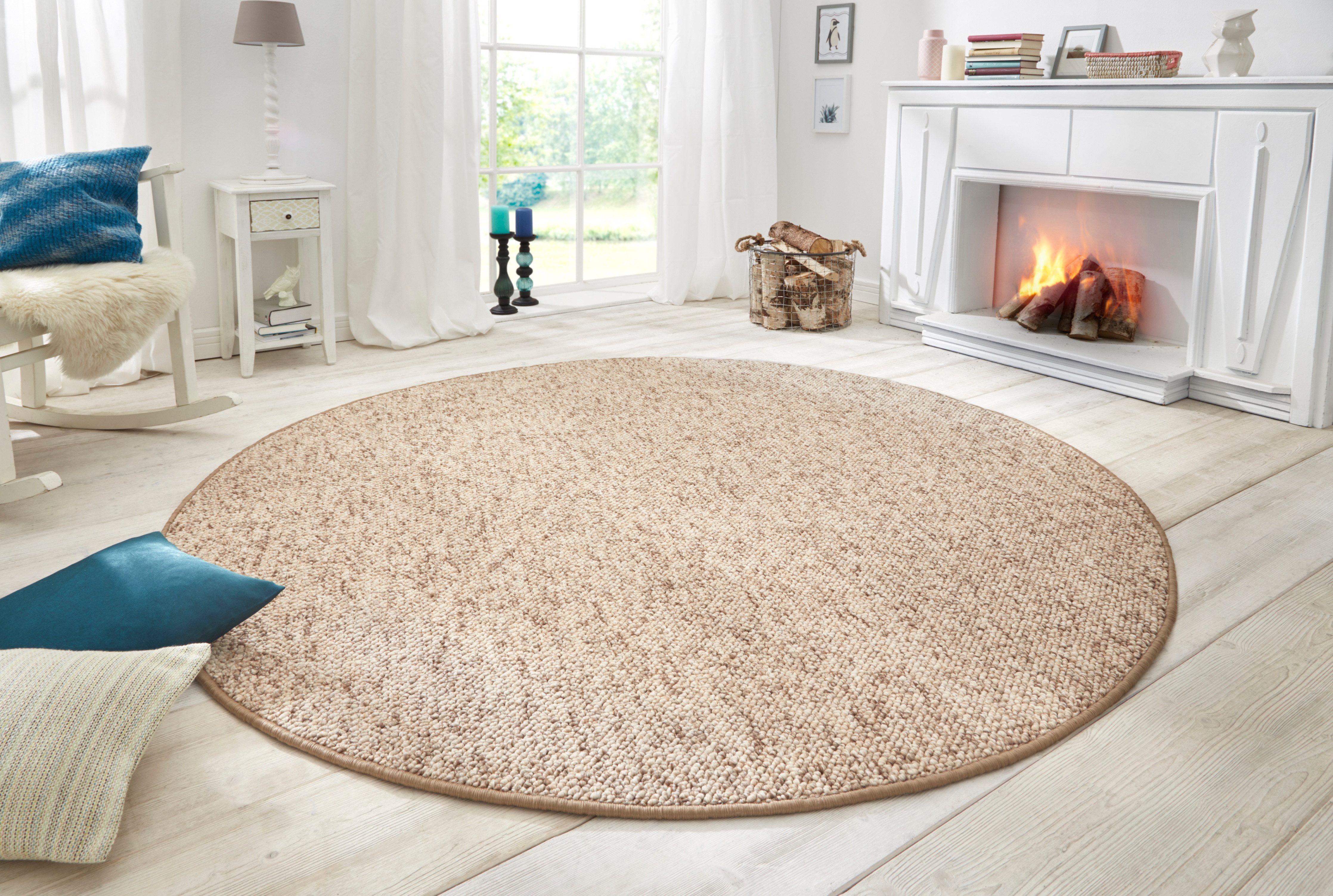 HANSE Home Teppich Wolly 2, rund, Höhe: 12 mm, Flachgewebe, Skandi, Woll-Op günstig online kaufen