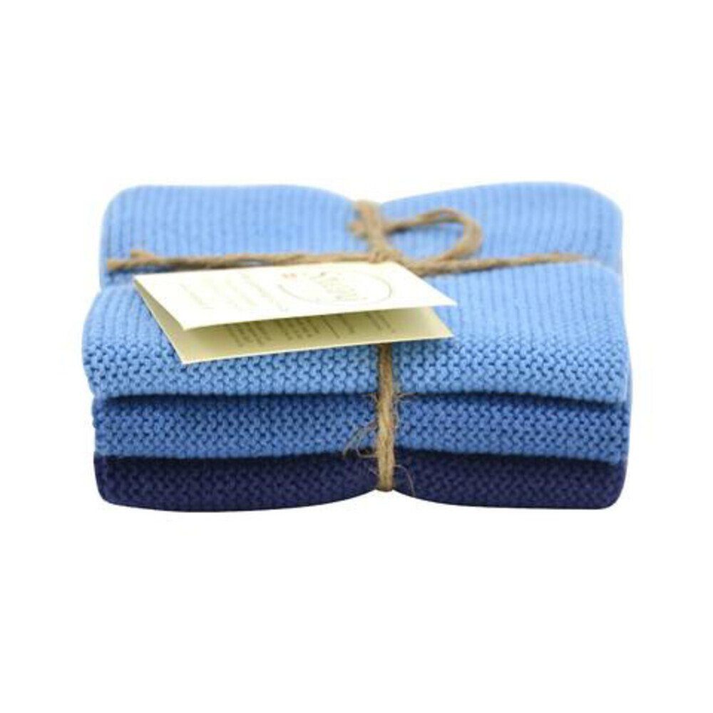 Solwang Spültuch Wischtücher 3er-Pack staubiges blau kombi, Wischtücher, 25,00cm, Baumwolle, blau