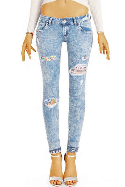 be styled Destroyed-Jeans Extravagante Designer Low Waist Hüftjeans, ausgefallene zerrissene Destroyed Style-Optik - Damen - j28p