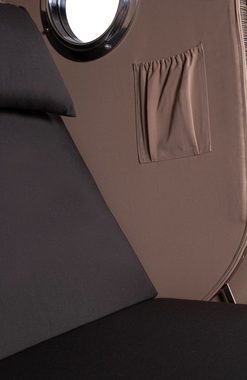 bene living Strandkorb Ammersee 2-Sitzer Teak - PE grau - Modell 548, BxTxH: 125x80x165 cm, Volllieger ca. 175 Grad, Ostsee-Strandkorb, inkl. Liftersystem und Bullaugen