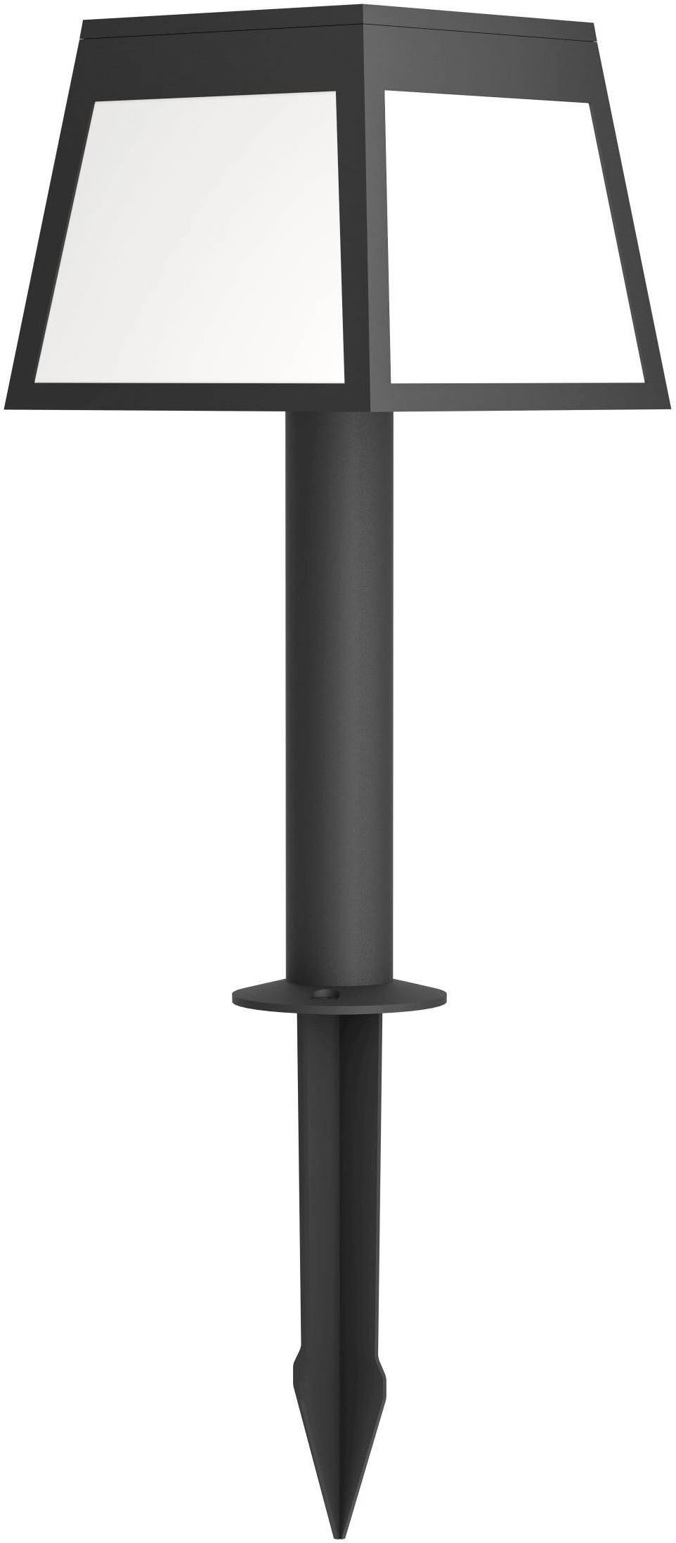 EGLO LED Solarleuchte Altilia Solarlampe, Erdspieß, Stehlampe, Außenleuchte Garten, IP44, Bewegungsmelder, LED fest integriert, Warmweiß, Solarleuchte - L15,5 x B15,5 x H56 cm - schwarz - 7,5W inkl.
