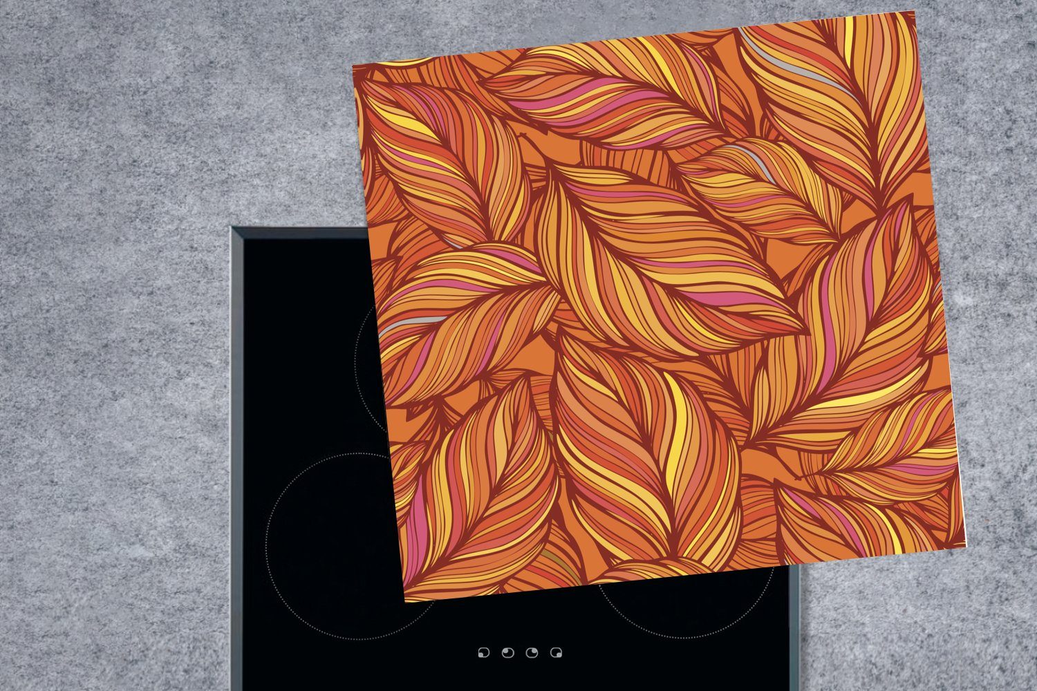 MuchoWow (1 für Muster Ceranfeldabdeckung, Farben, - cm, Herbst Arbeitsplatte 78x78 Herdblende-/Abdeckplatte tlg), Vinyl, - küche