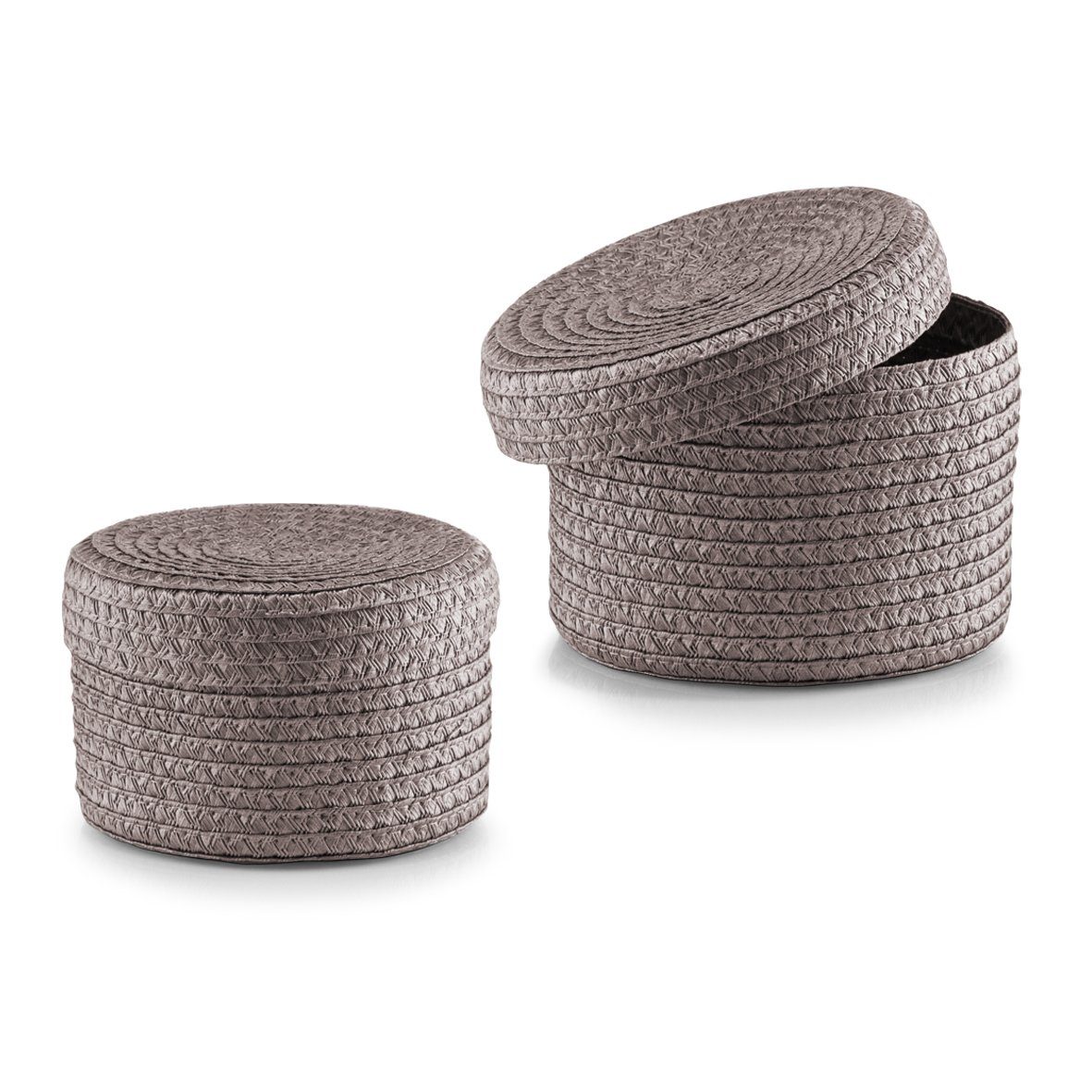 Zeller Present Aufbewahrungskorb Korb-Set m. Deckel, 2-tlg., rund, grau günstig online kaufen