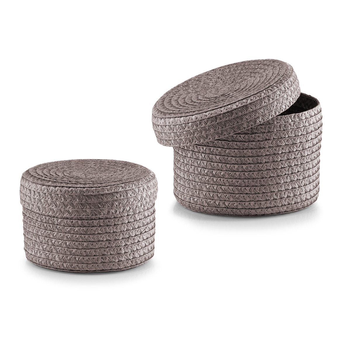 Deckel, gefertigt Zeller hochwertigem aus Polypropylen m. 2-tlg., rund, grau, Present Korb-Set Aufbewahrungskorb