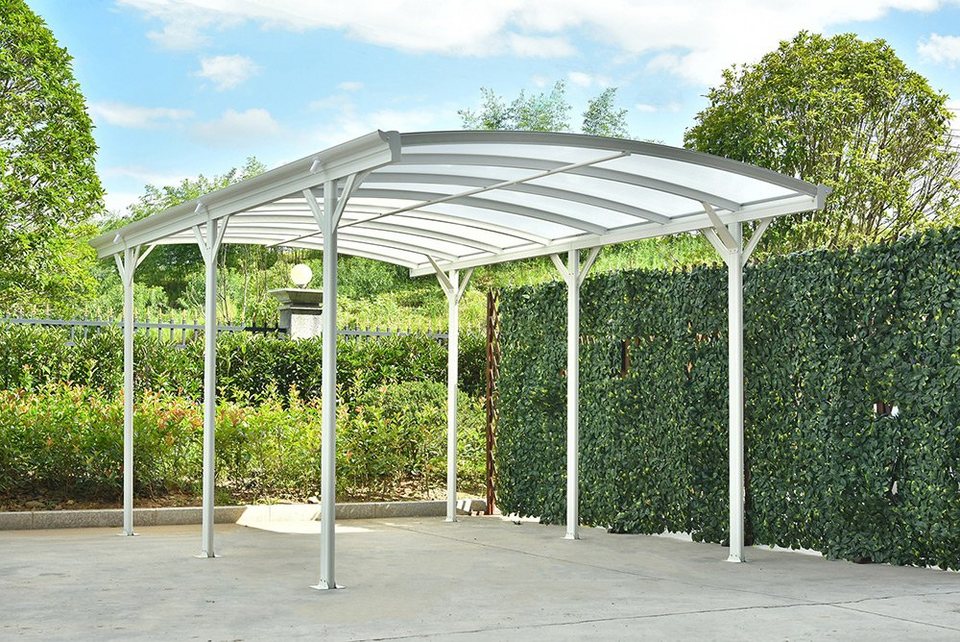 HOME DELUXE Einzelcarport Carport FALO, 240 cm Einfahrtshöhe, (inkl.  Regenrinnen & Doppelstegplatten), Maße: 505 x 300 x 226/240 cm inkl.  Montagematerial