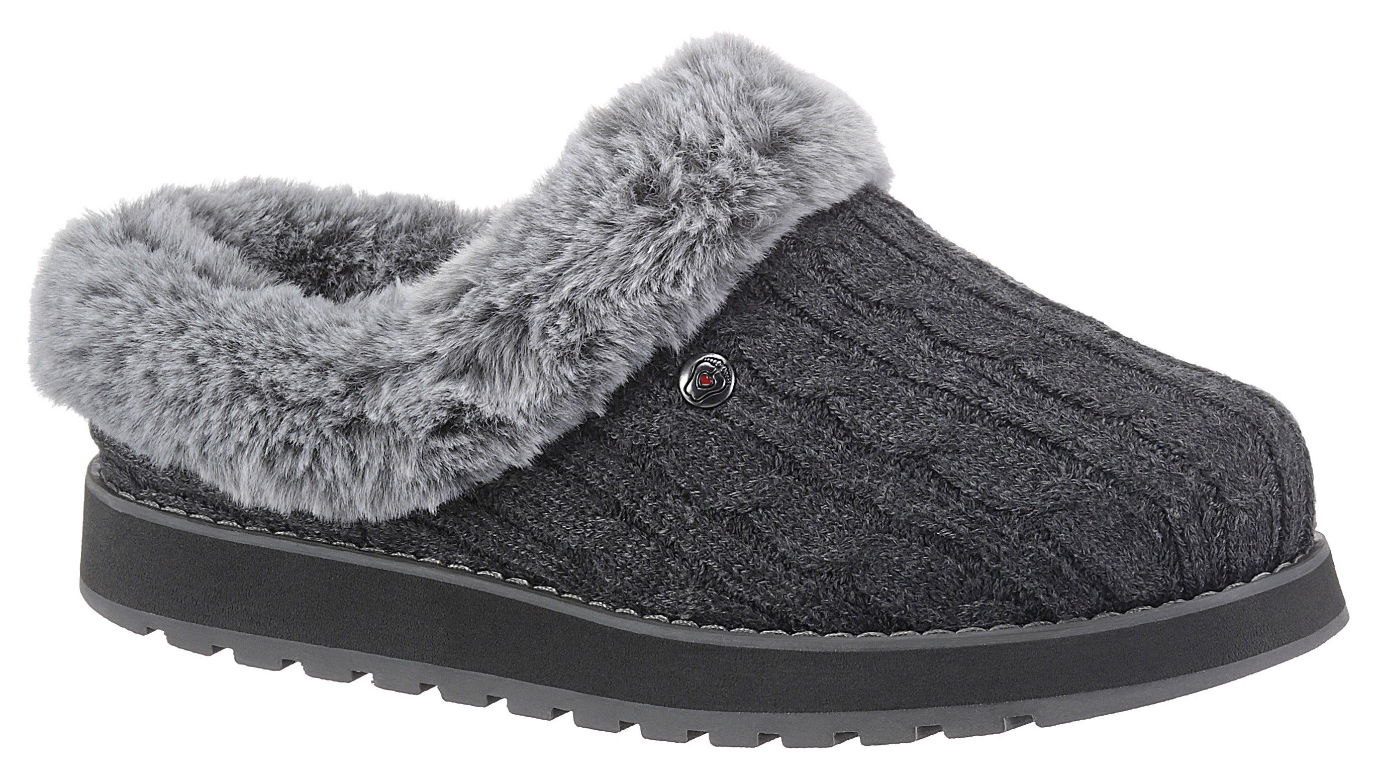 Skechers KEEPSAKES - ICE ANGEL Pantoffel in Strick-Optik dunkelgrau