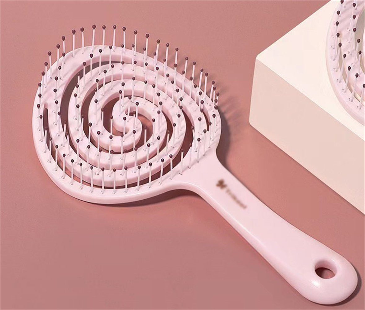 L.Ru UG Haarbürste Haarbürste für Damen, Traktions-Kopfhautbürste, Kämmbürste, 1-tlg., Herren Kinder - Entwirrbürste auch für Locken & Lange Haare (Rosa)