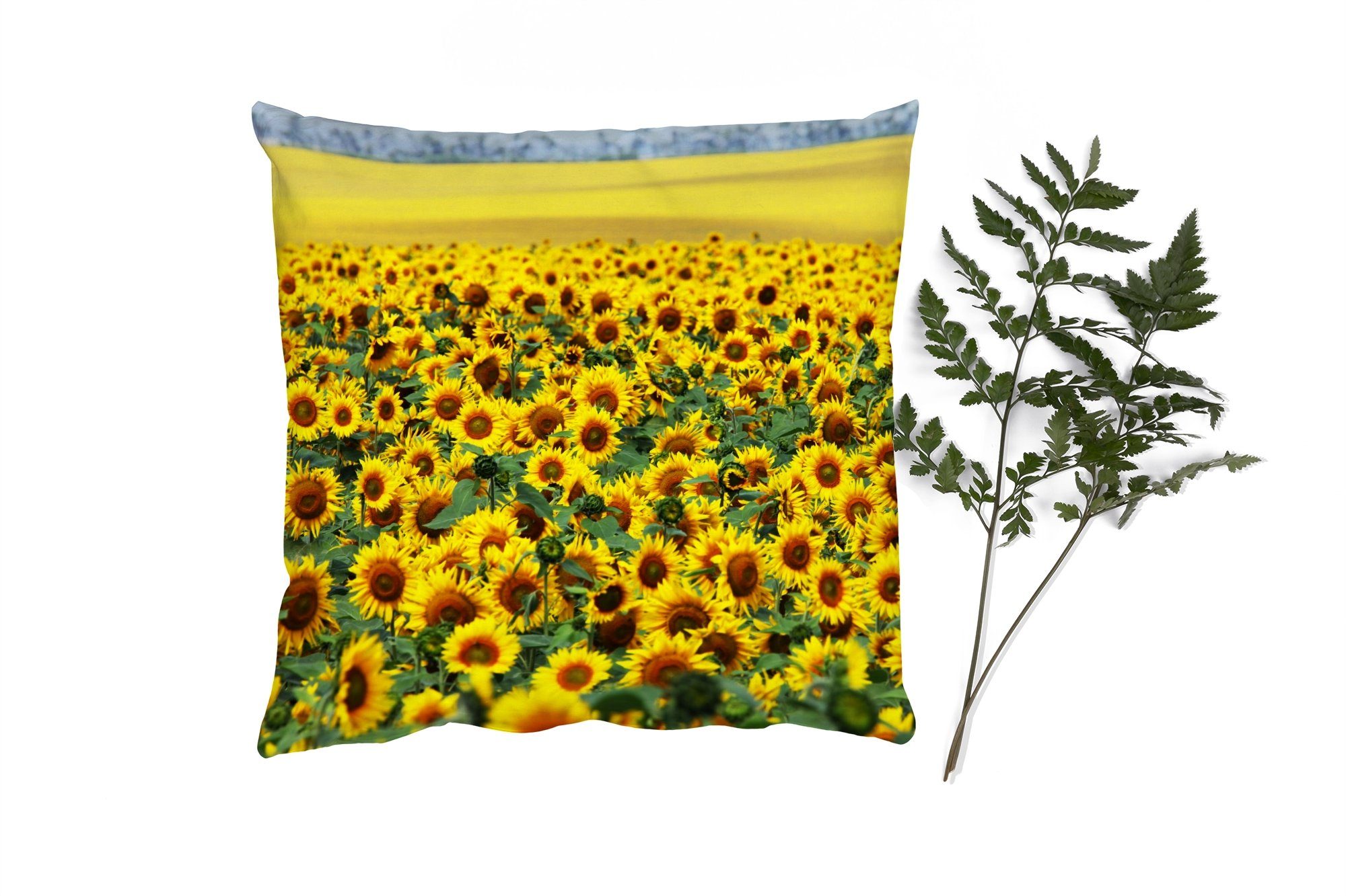 MuchoWow Dekokissen Sonnenblume - Blumen - Natur, Zierkissen mit Füllung für Wohzimmer, Schlafzimmer, Deko, Sofakissen