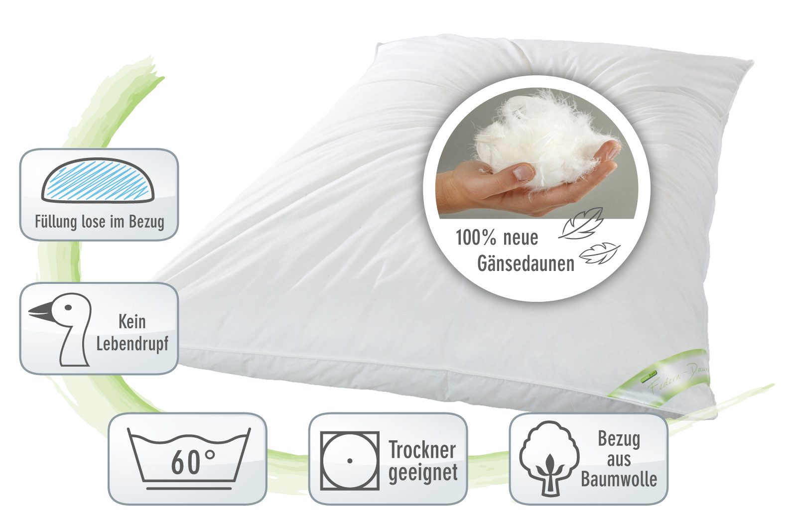 franknatur Gänsedaunenbettdecke Ballonbett 100% Daunen, Füllung: 100% Daunen, Bezug: 100% Baumwolle, Leichte warme Winter-Daunendecke, extragroße Daunen