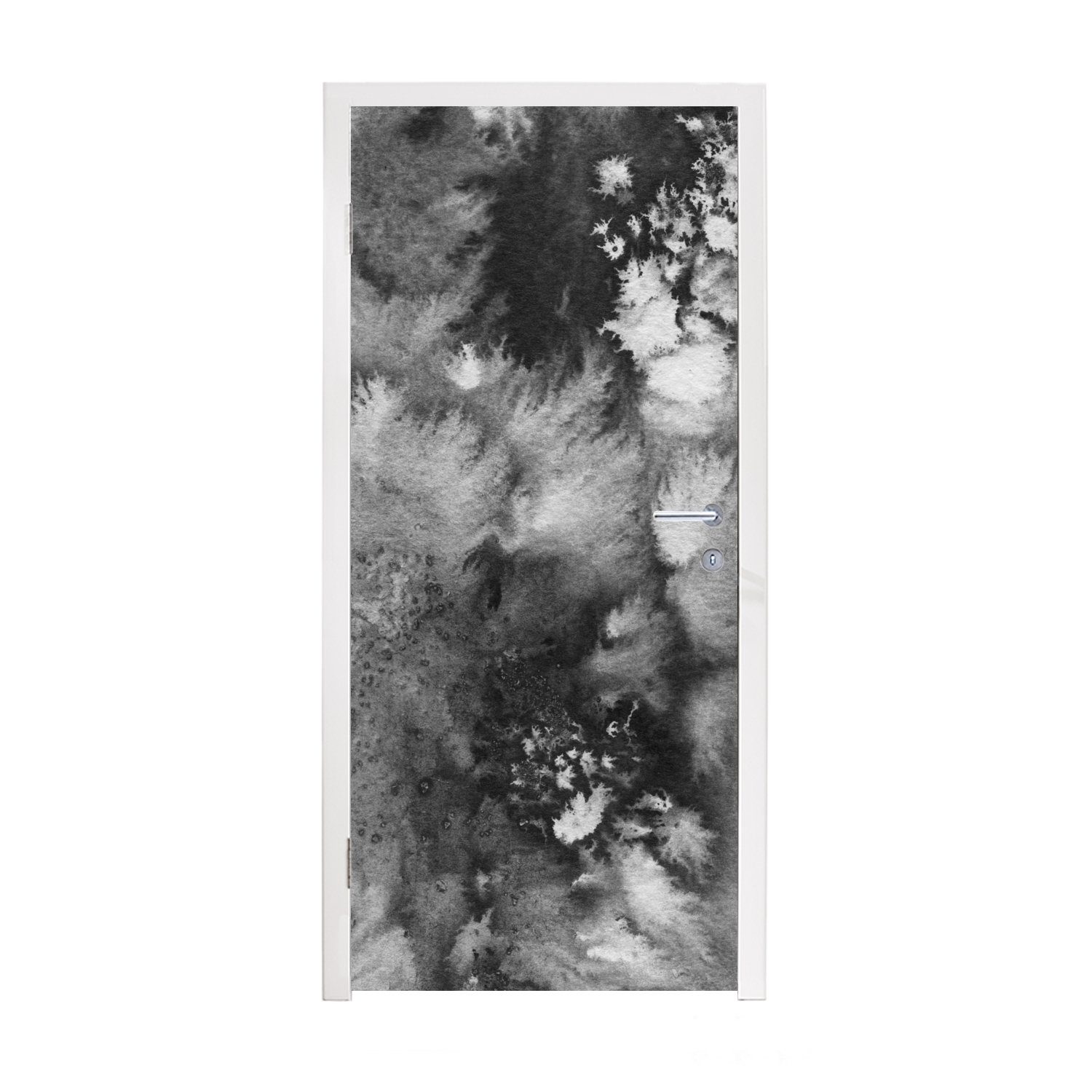 MuchoWow Türtapete Beton - Farbe - Schwarz, Matt, bedruckt, (1 St), Fototapete für Tür, Türaufkleber, 75x205 cm