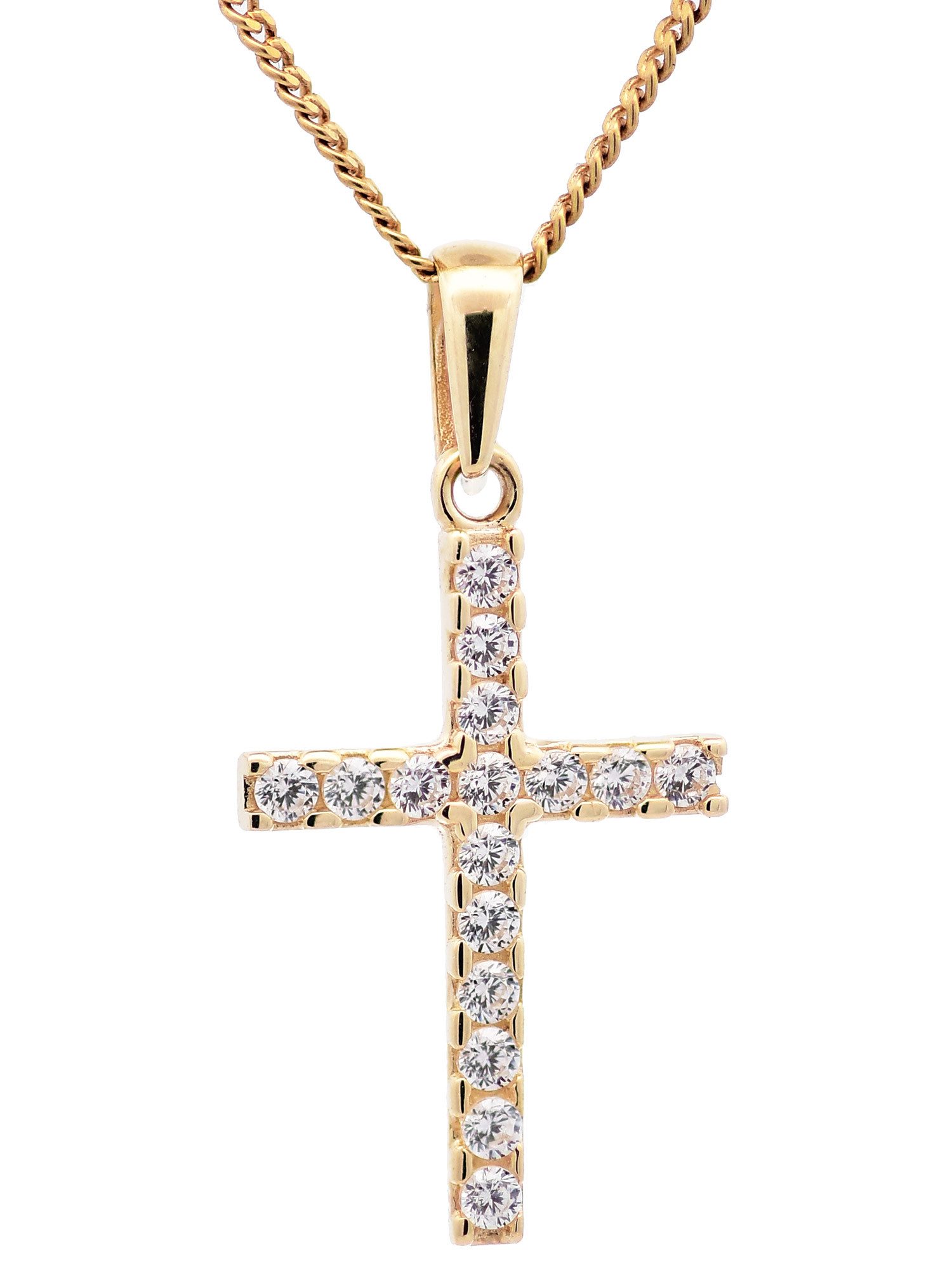 HOPLO Kreuzanhänger Gold Anhänger Kreuz Zirkonia mit Goldkette 333-8 Karat günstig online kaufen