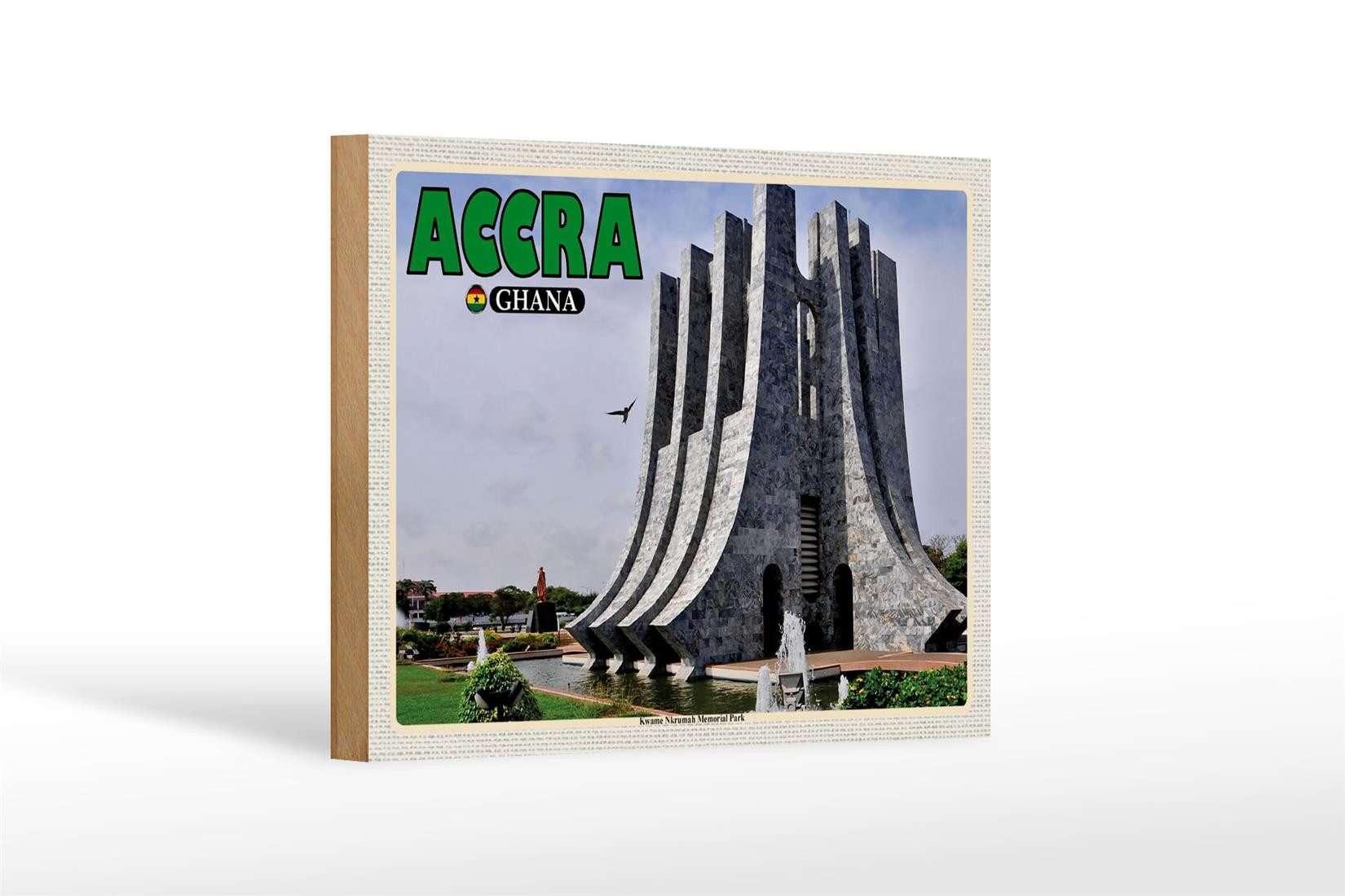 Femer GmbH Holzbild Reise 18x12 cm Accra Ghana Kwame Nkrumah Memorial Park, (1 St), Glatte Holzfaserplatte (MDF), vorn beschichtet