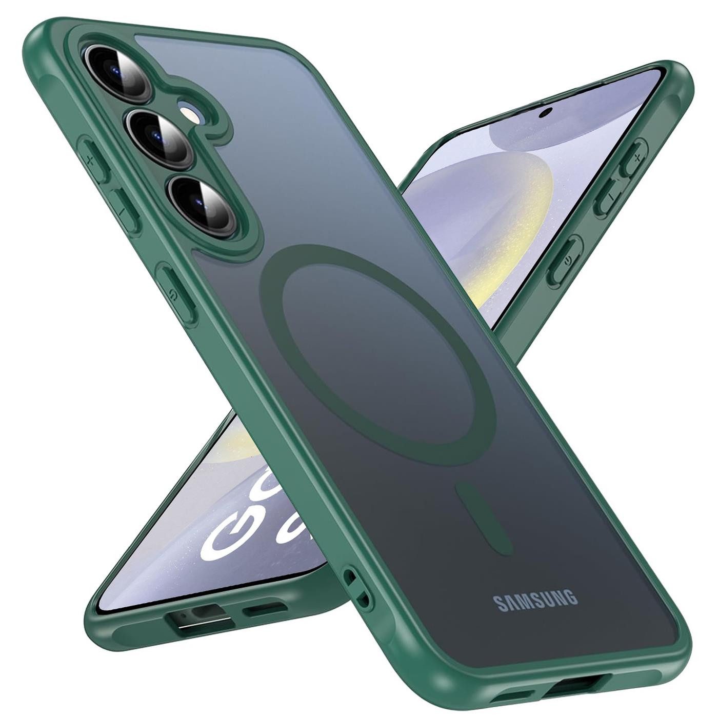 CoolGadget Handyhülle Magnet-Hülle für Samsung Galaxy S24 Schutzhülle magnetisch 6,2 Zoll, Hülle Matt Stoßfest kompatibel mit QI-Laden Zubehör Kameraschutz Case