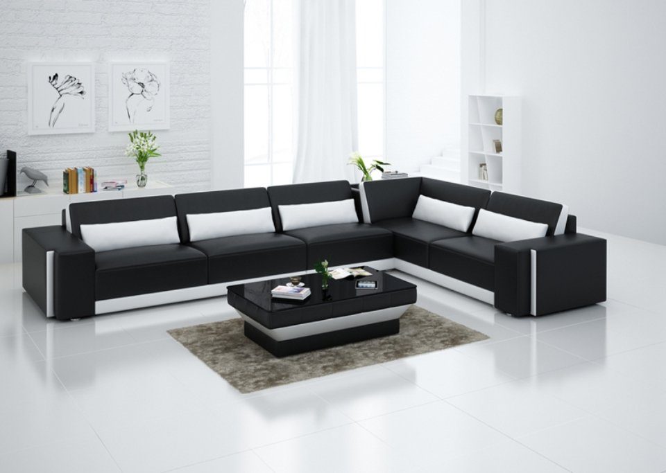 Ecksofa Ecksofa, Couch Modern Ledersofa Wohnlandschaft Design JVmoebel Eck Sofa