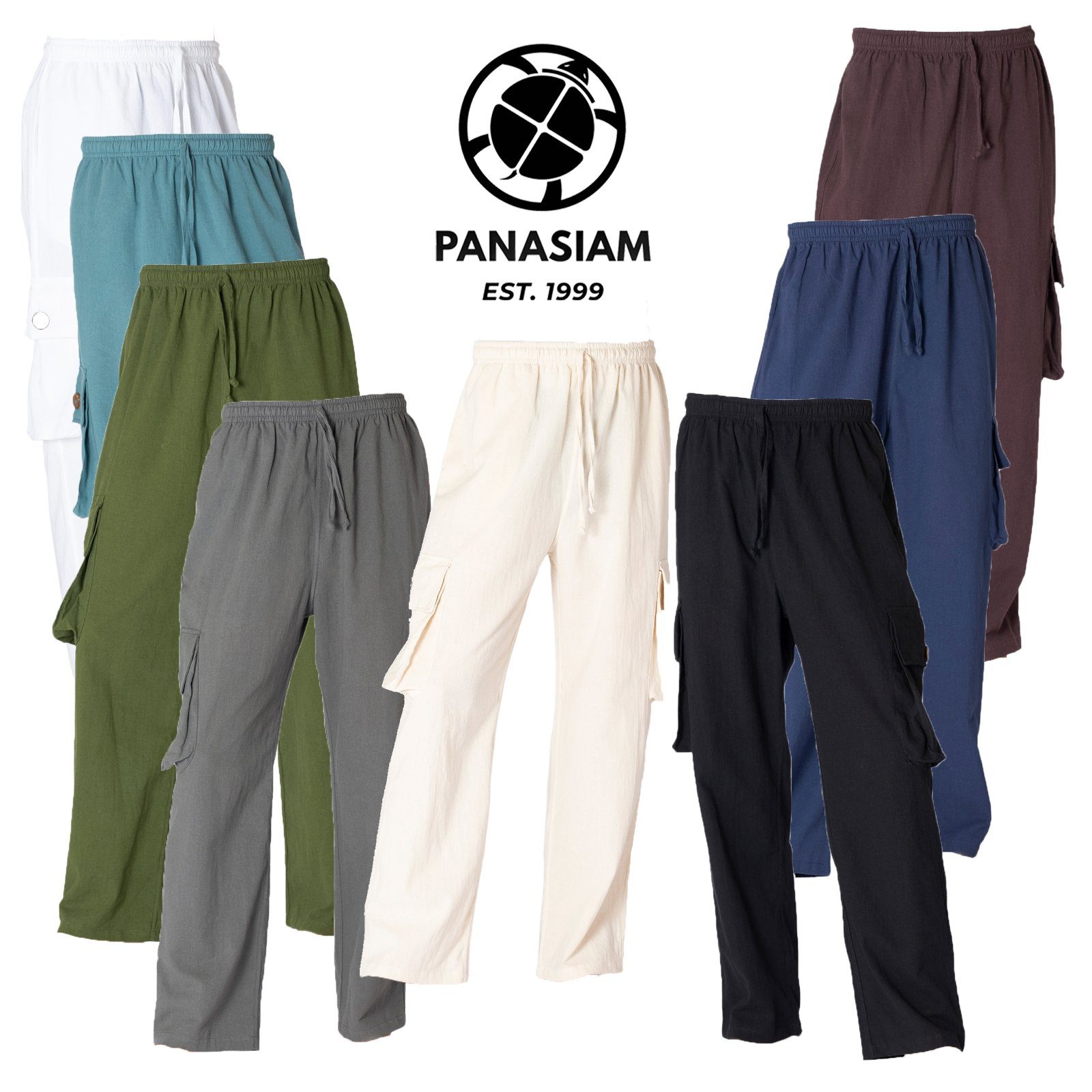 PANASIAM Cargohose Cargo-Hose K bequeme Sommerhose mit 4 Taschen aus 100% Baumwolle Unisex Freizeithose für Damen und Herren Relaxhose Cargohose