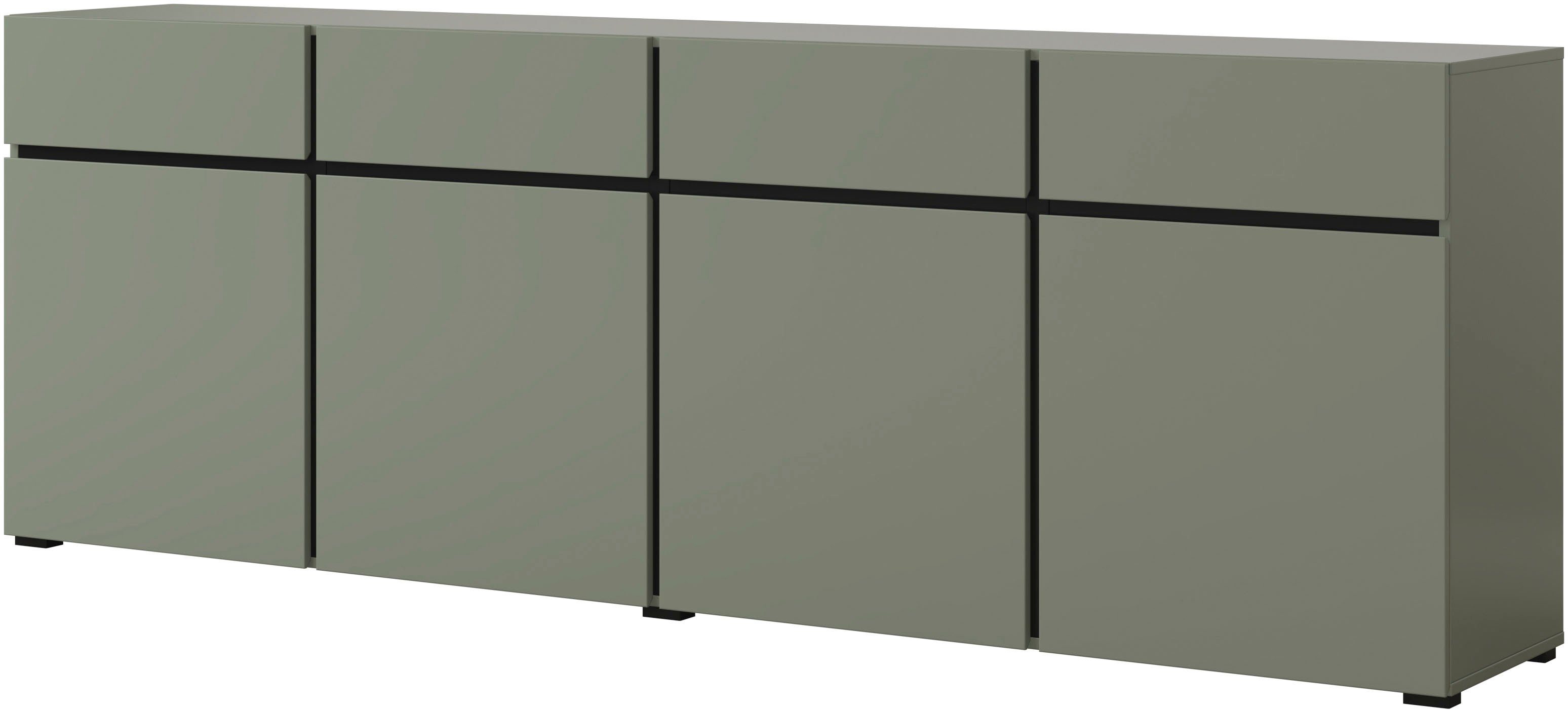 INOSIGN Sideboard Cross,Breite 225 cm, moderne grifflose Kommode,4 Türen/4 Schubkästen, Schubladenschrank mit viel Stauraum, Einlegeböden verstellbar