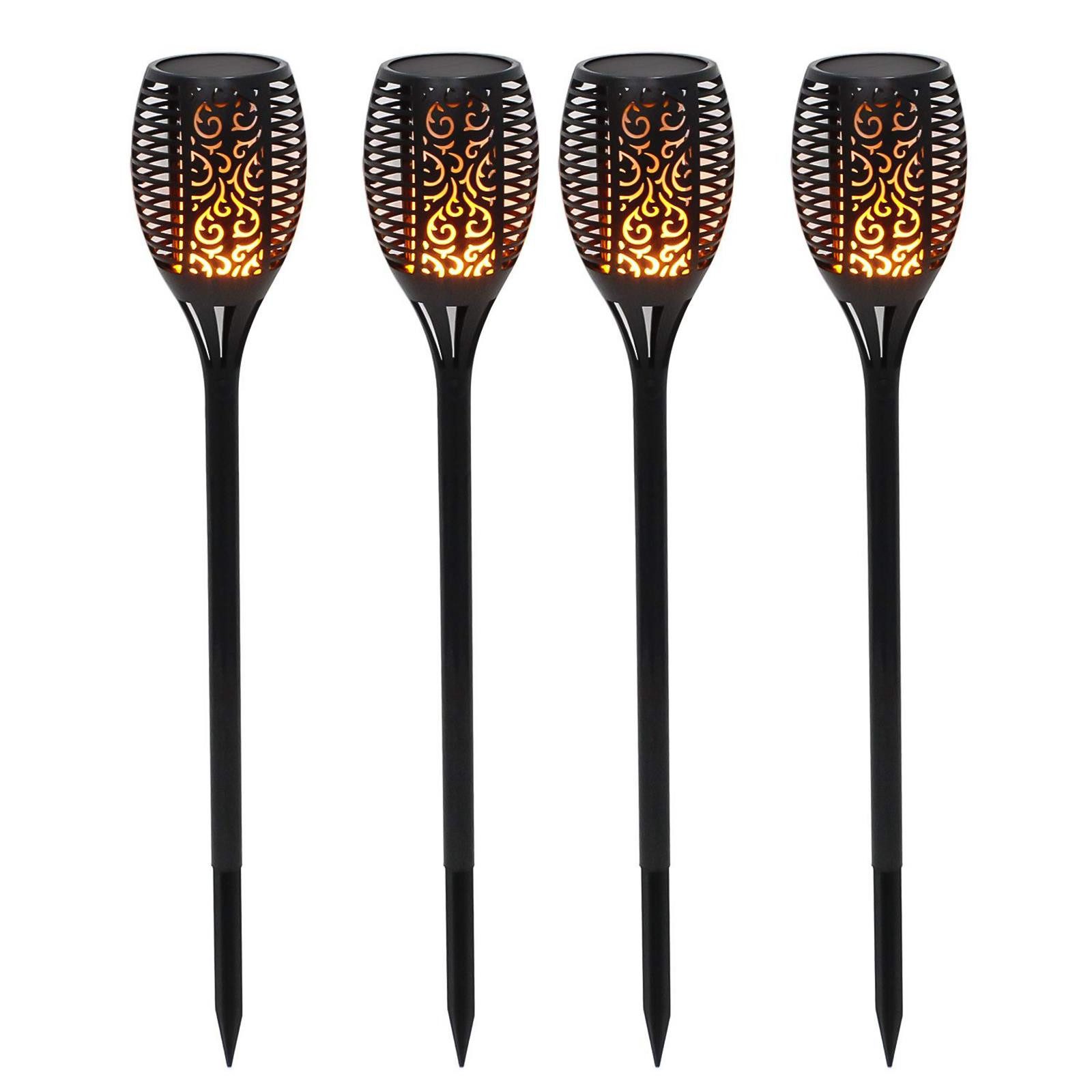 VERCO Gartenfackel Solarleuchte, Lampe fest integriert, Warmweiß, 96 Leds mit 3 Leuchtmodi IP65 wasserbeständig