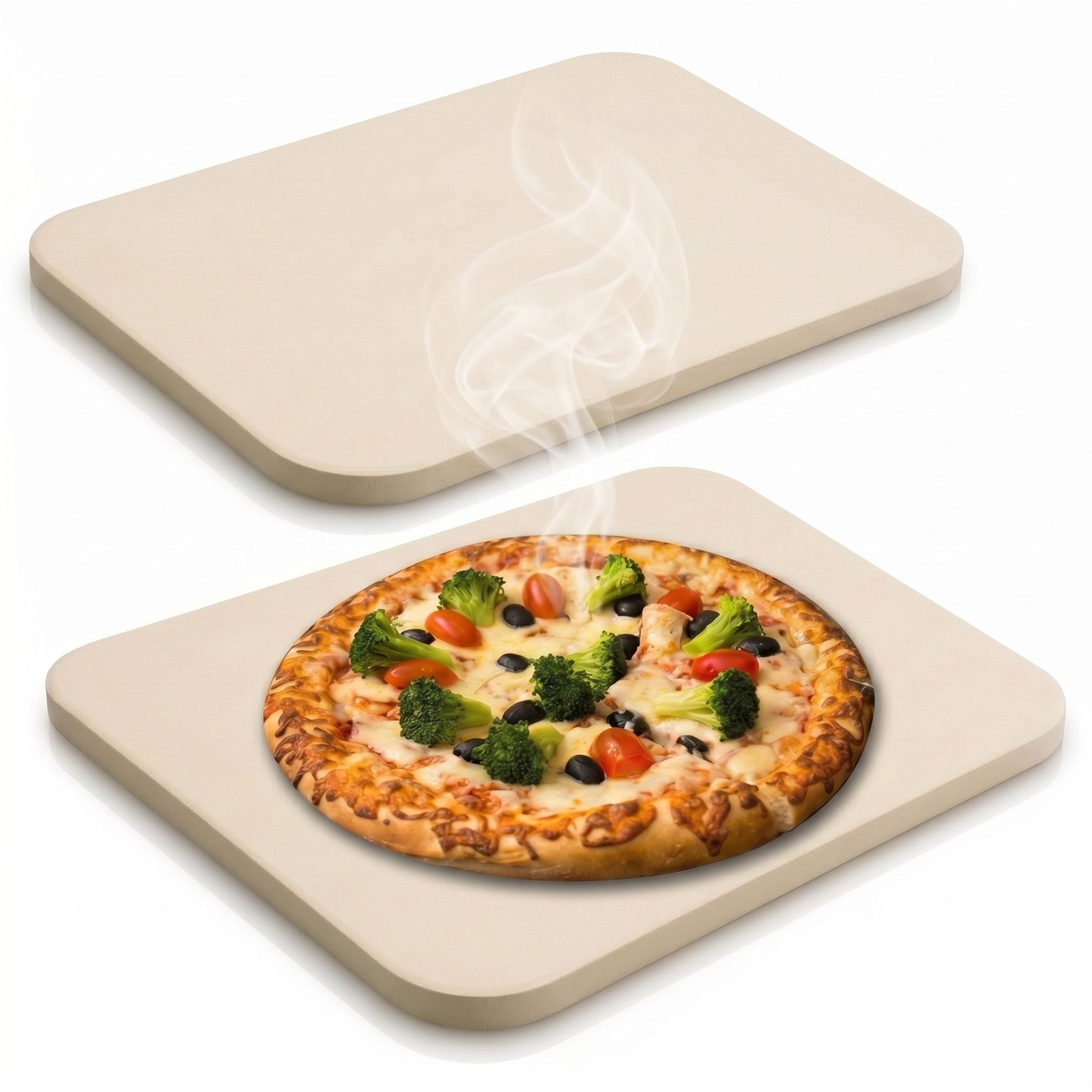 Mucola Pizzastein Pizzastein Brotbackstein Steinofen Cordierit 30x38 CM Beige Gasgrill, Cordierit, (Stück, 1-St., Premium-Pizzastein), Geruchlos, nicht verformend