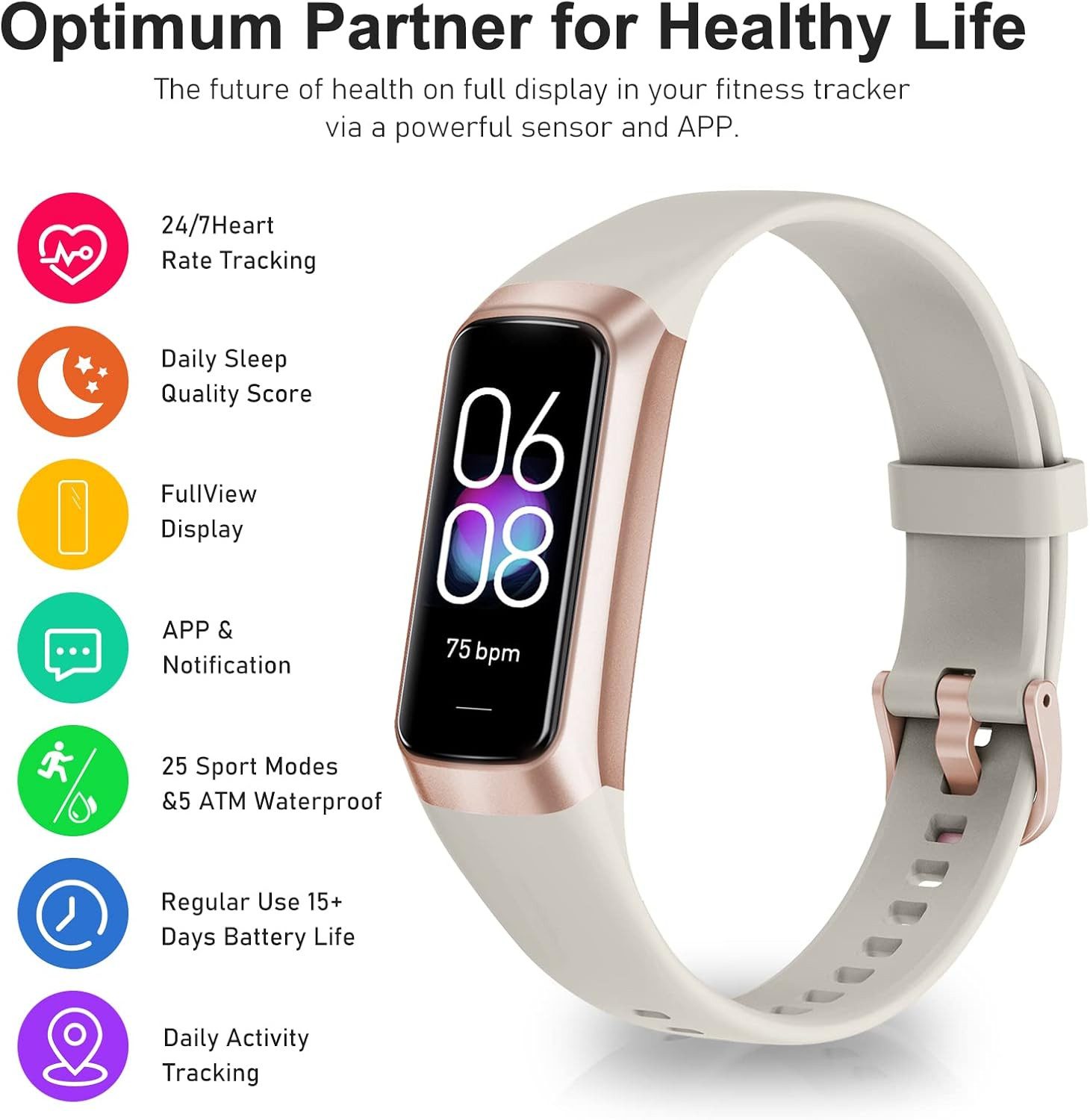 Zeacool Herren"s Damen"s GPS Fitness Tracker mit Herzfrequenz & Schlafanalyse Smartwatch (1,10 Zoll, Android/iOS), IP68 Wasserdichtes Aktivitätsarmband mit SPO2 & 25 Sportmodi